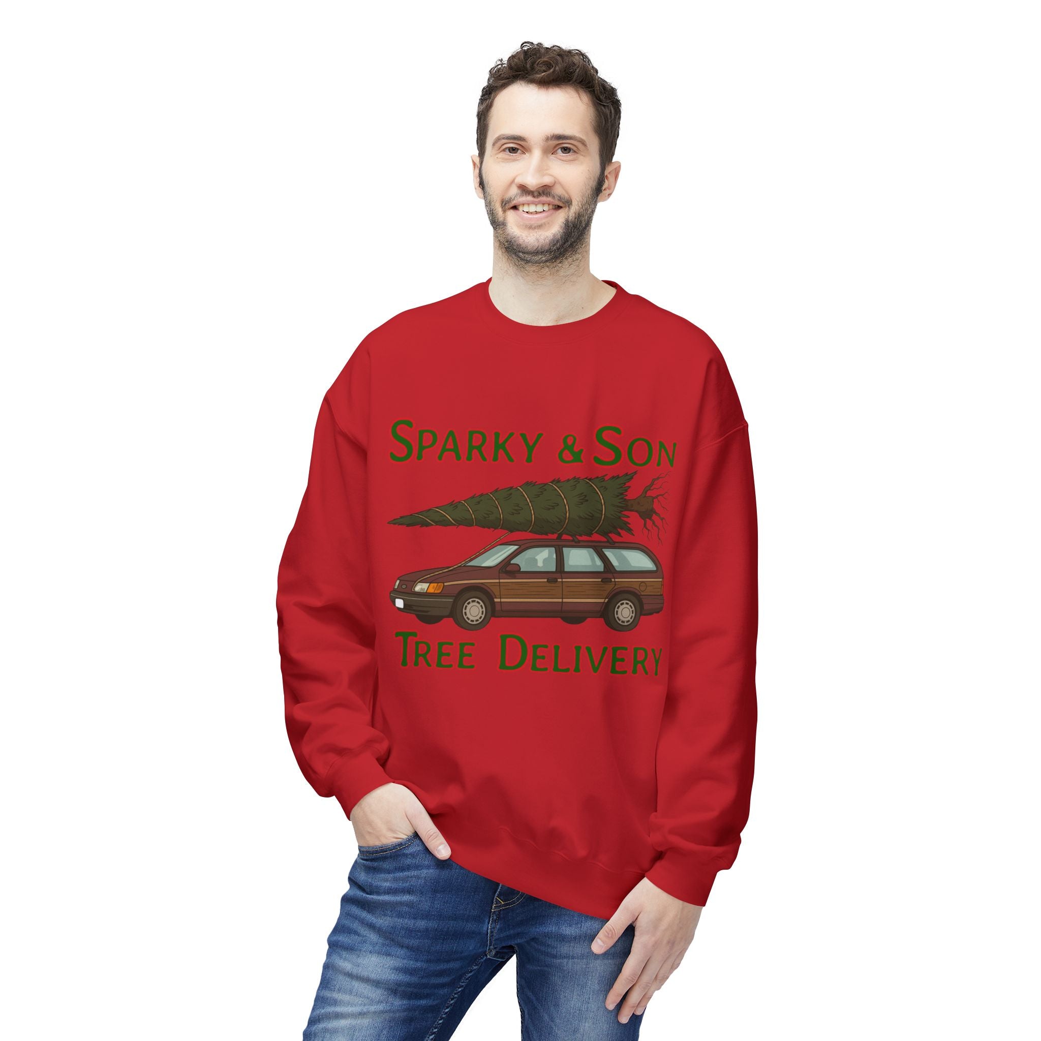 🎄 Sparky & Son Tree Delivery Christmas Sweatshirt – Inspired by a Classic Holiday Comedy