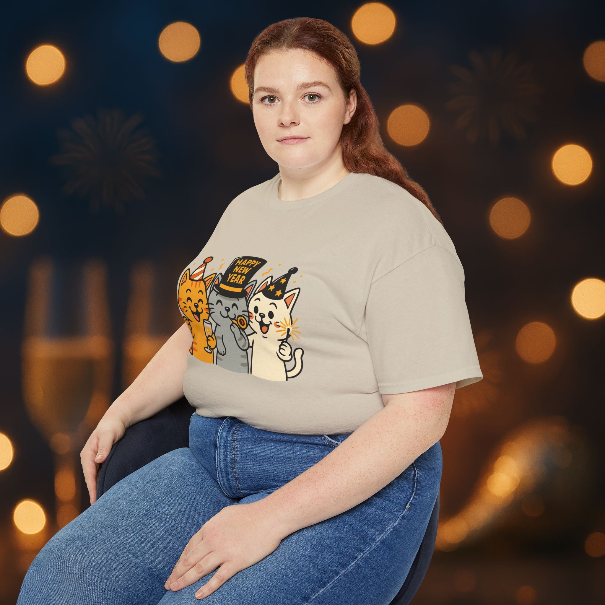 Happy New Year Cats T-Shirt – Cute Party Cats Tee | New Year’s Eve Cat Lover Shirt