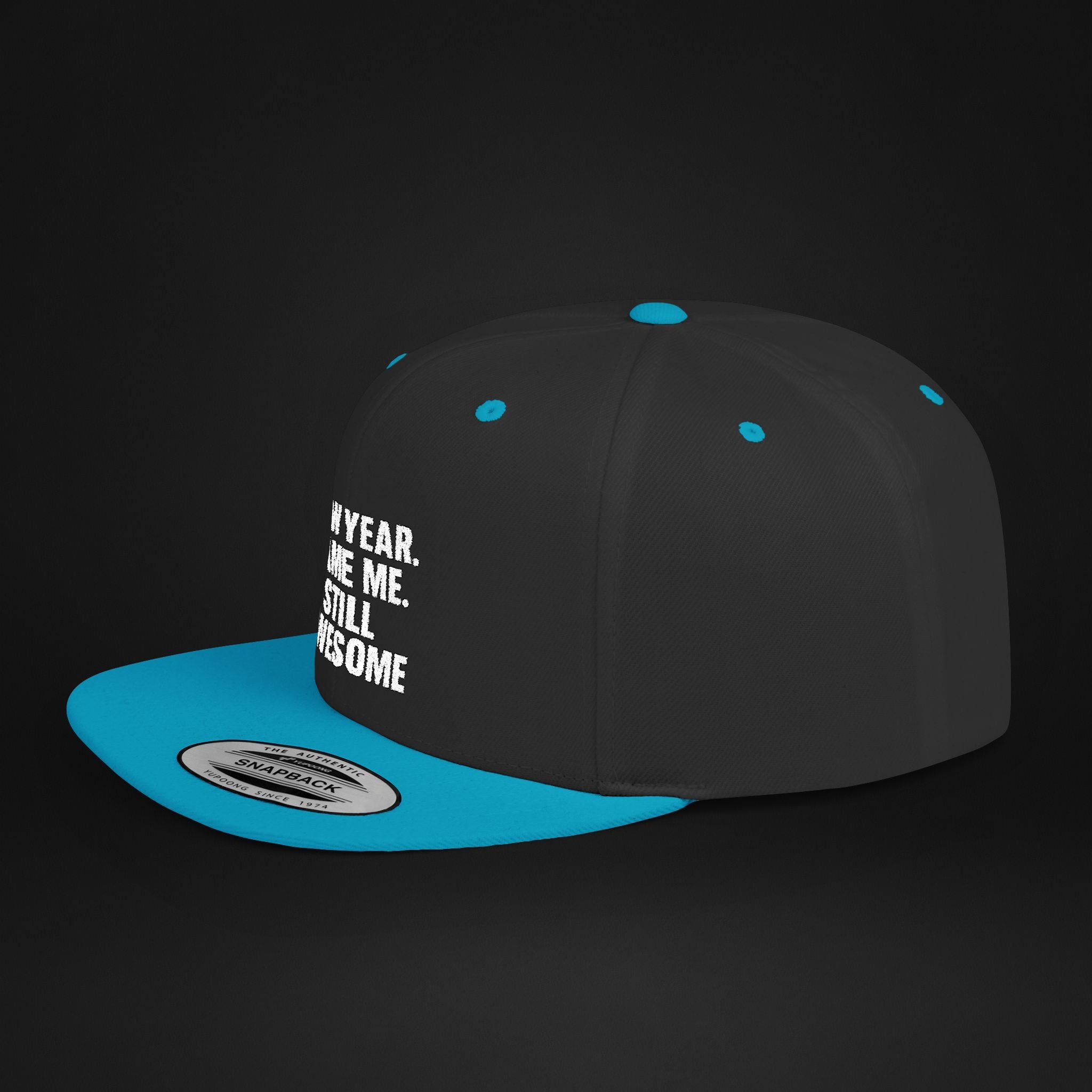 New Year Same Me Still Awesome Embroidered Snapback Hat – Funny New Year Statement Cap, Unisex Flat Bill Hat