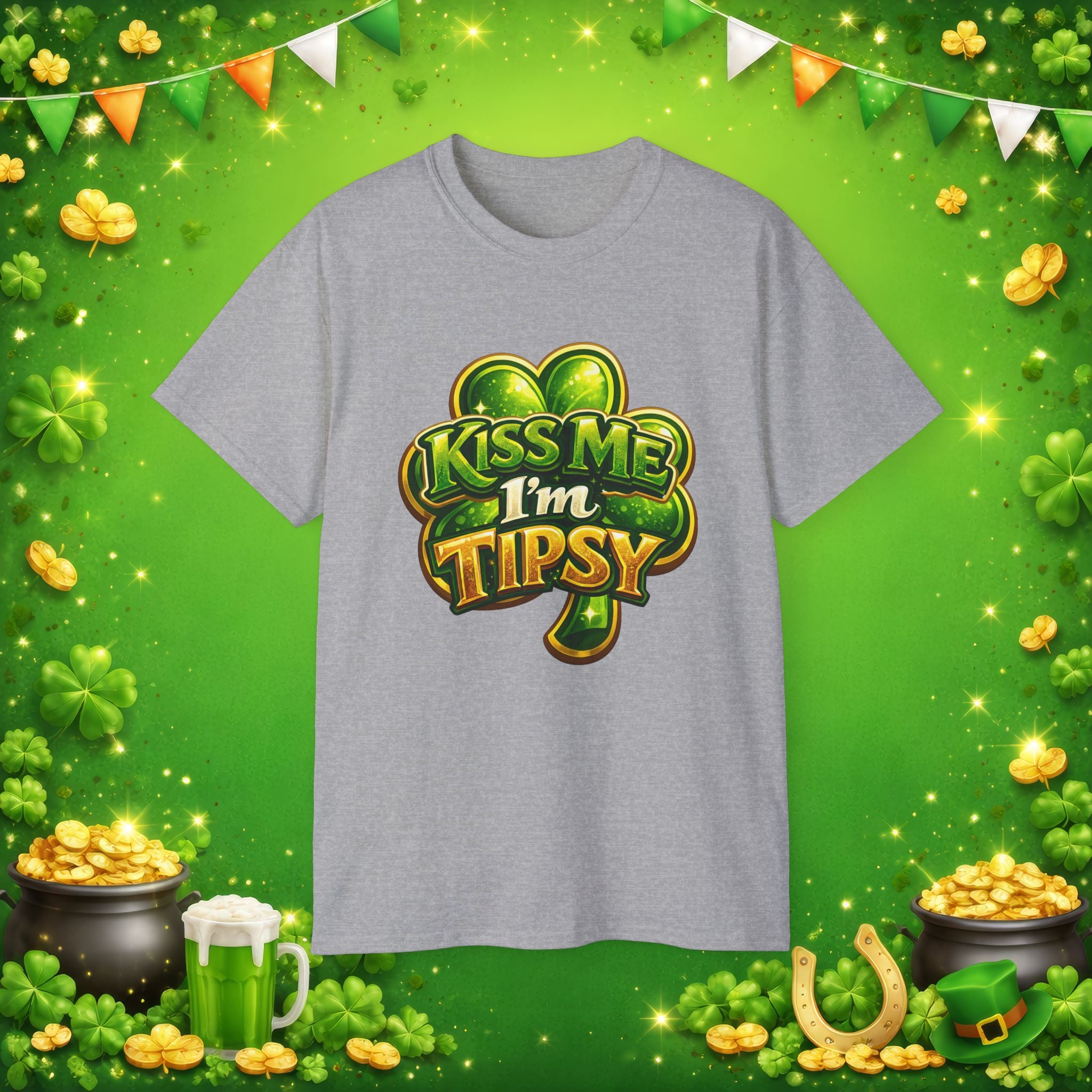 Kiss Me I’m Tipsy St. Patrick’s Day T-Shirt – Funny Irish Drinking Shirt
