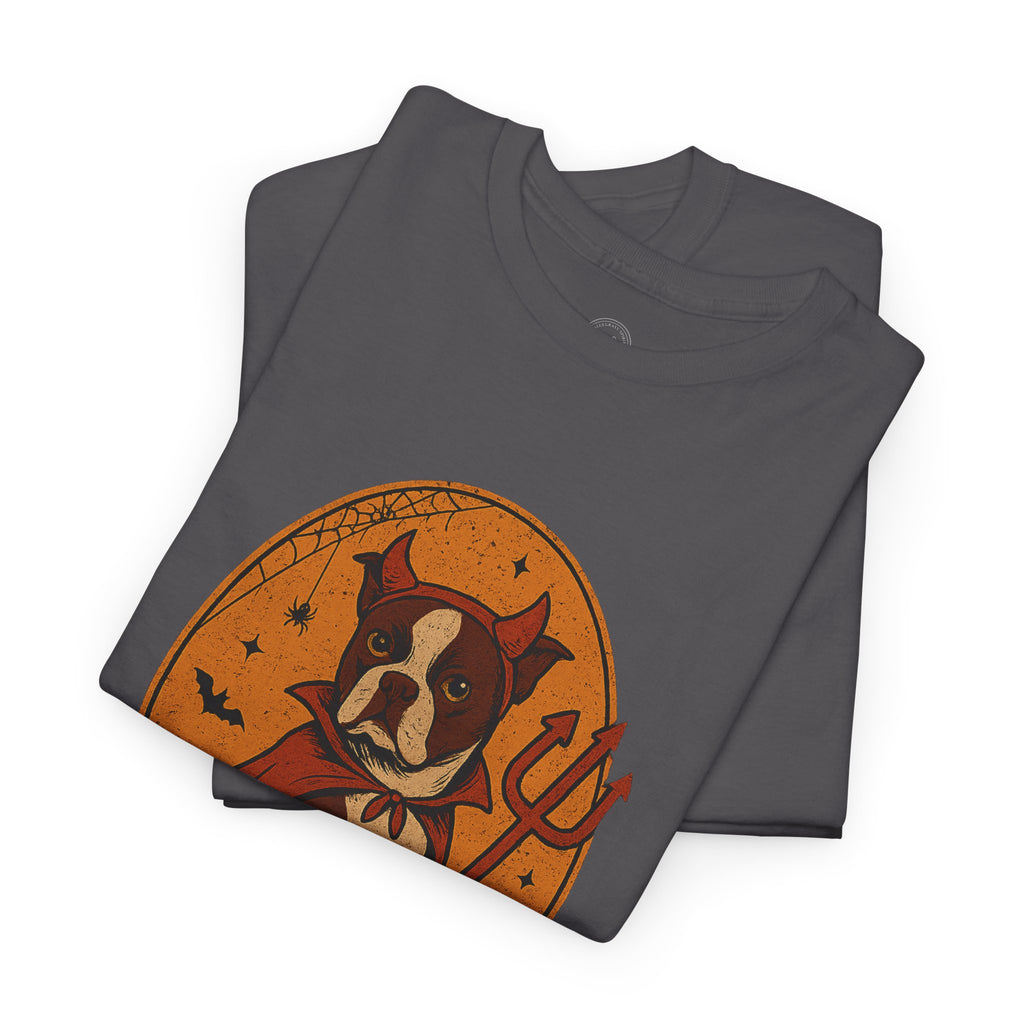 Little Devil Boston Terrier Halloween T-Shirt (Larger Sizes)