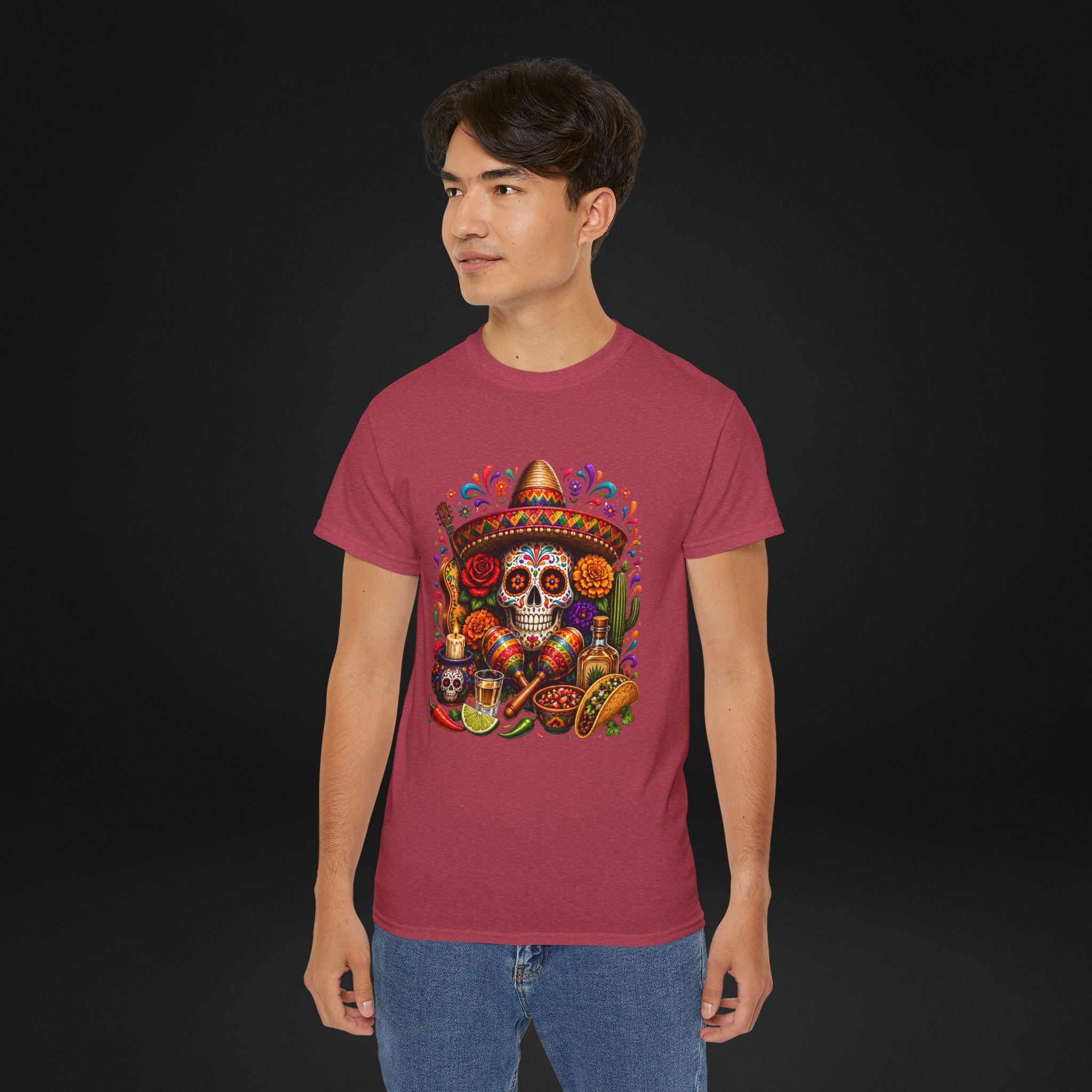 Cinco de Mayo Sugar Skull T-Shirt – Fiesta Sombrero Taco & Tequila Graphic Tee