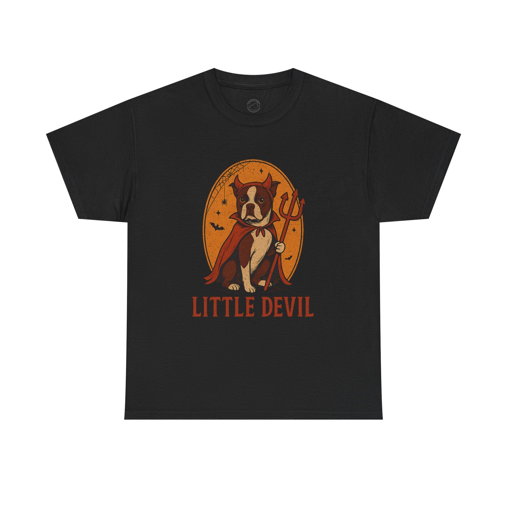 Little Devil Boston Terrier Halloween T-Shirt (Larger Sizes)