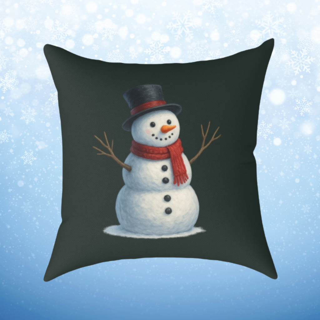 Classic Snowman Winter Throw Pillow – Cozy Holiday Home Décor