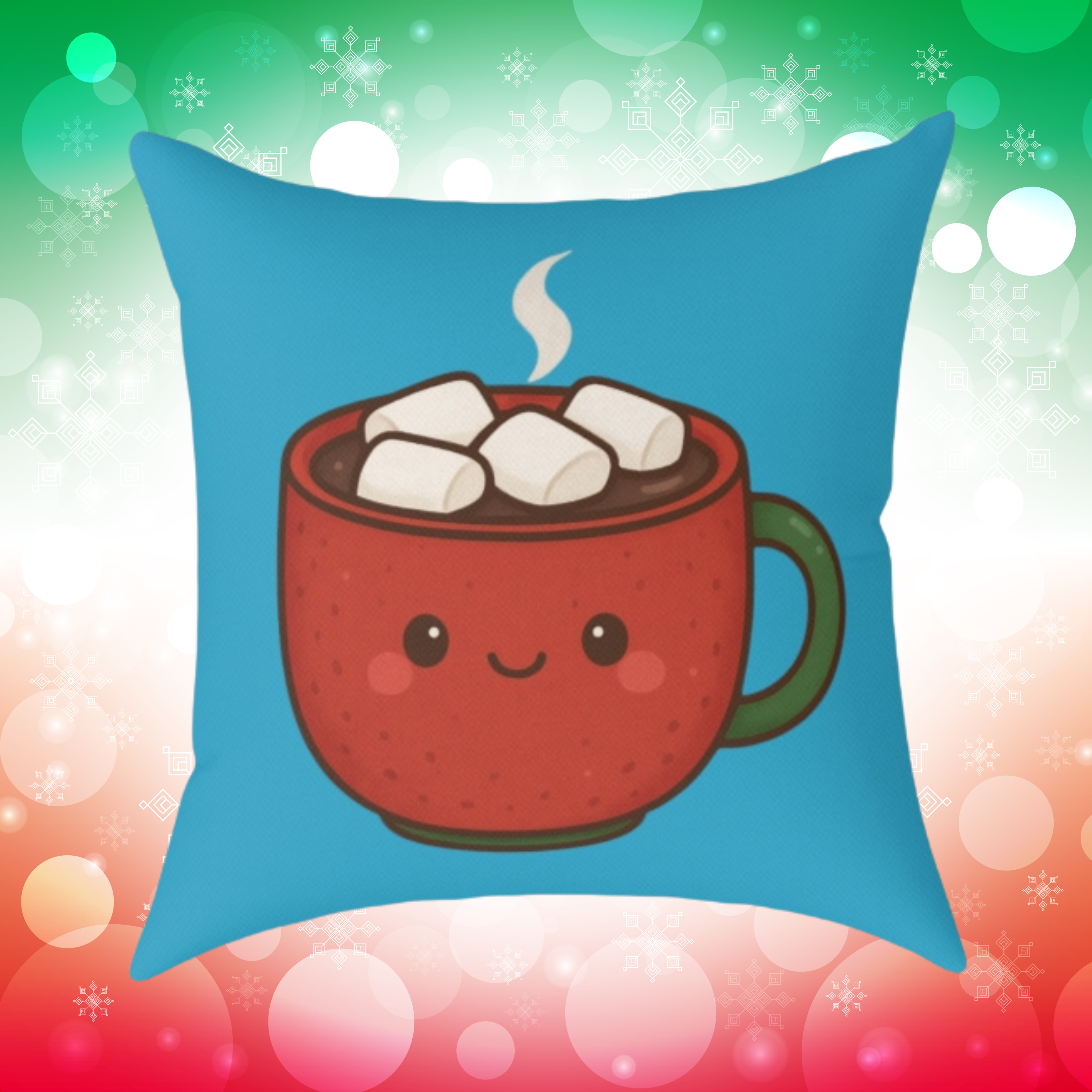 Cuddly Cocoa — Christmas Throw Pillow (Festive Hot Cocoa)