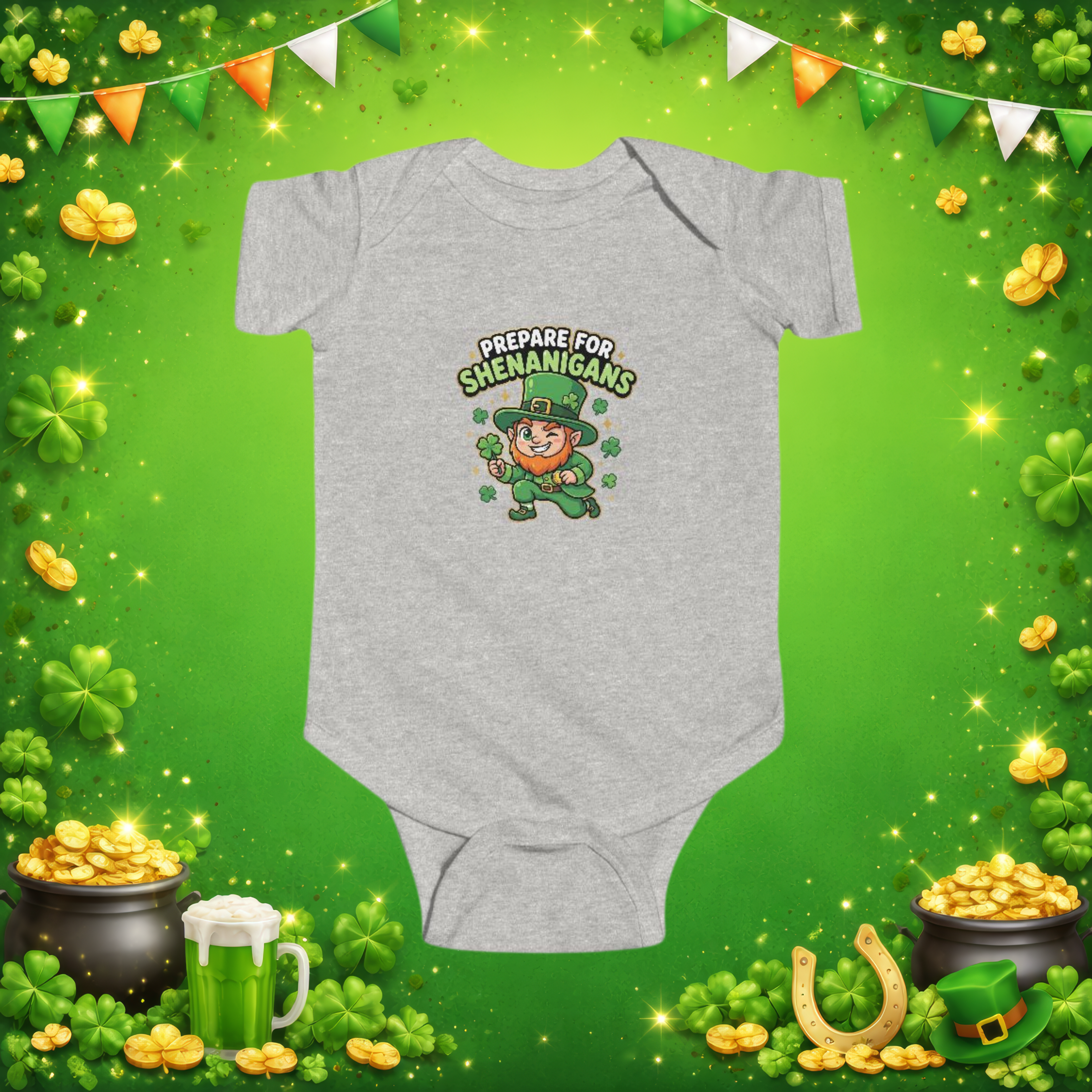 Prepare For Shenanigans Infant Bodysuit – Cute St. Patrick’s Day Leprechaun Baby Onesie