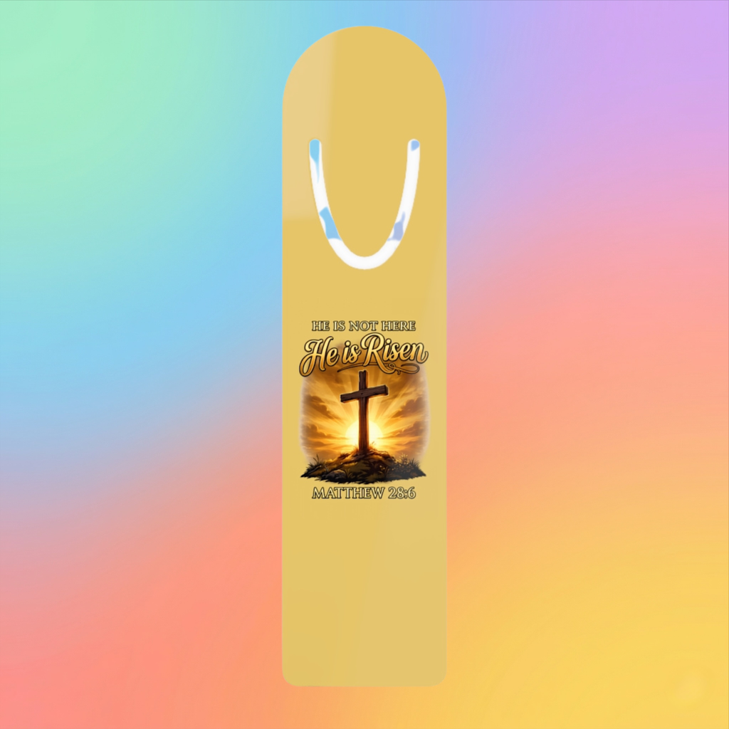 He Is Risen Bookmark – Matthew 28:6 Christian Easter Bookmark Religious Cross Bible Verse Gift for Readers