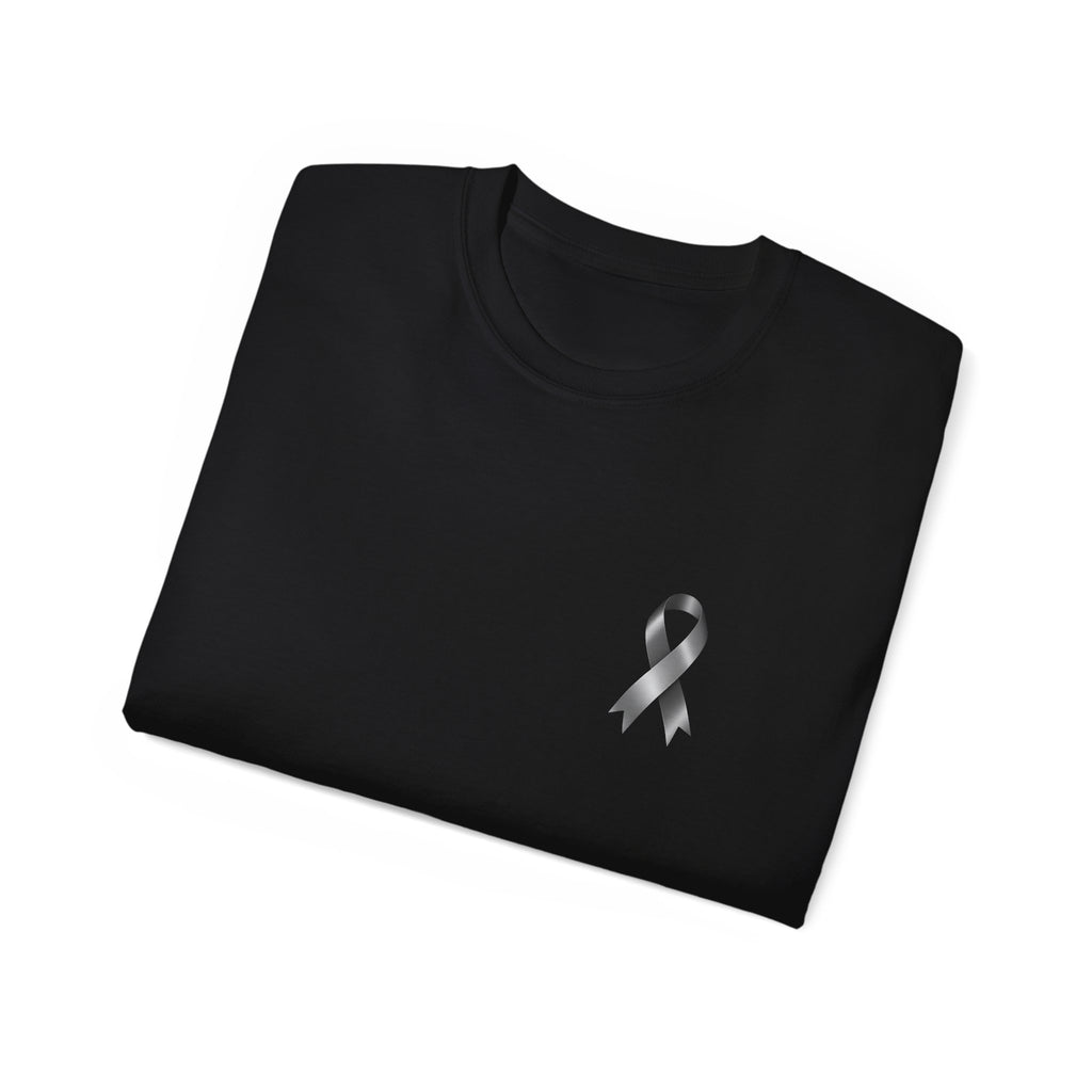 Brain Cancer Awareness Month T-Shirt | Gray Ribbon Floral Brain Design