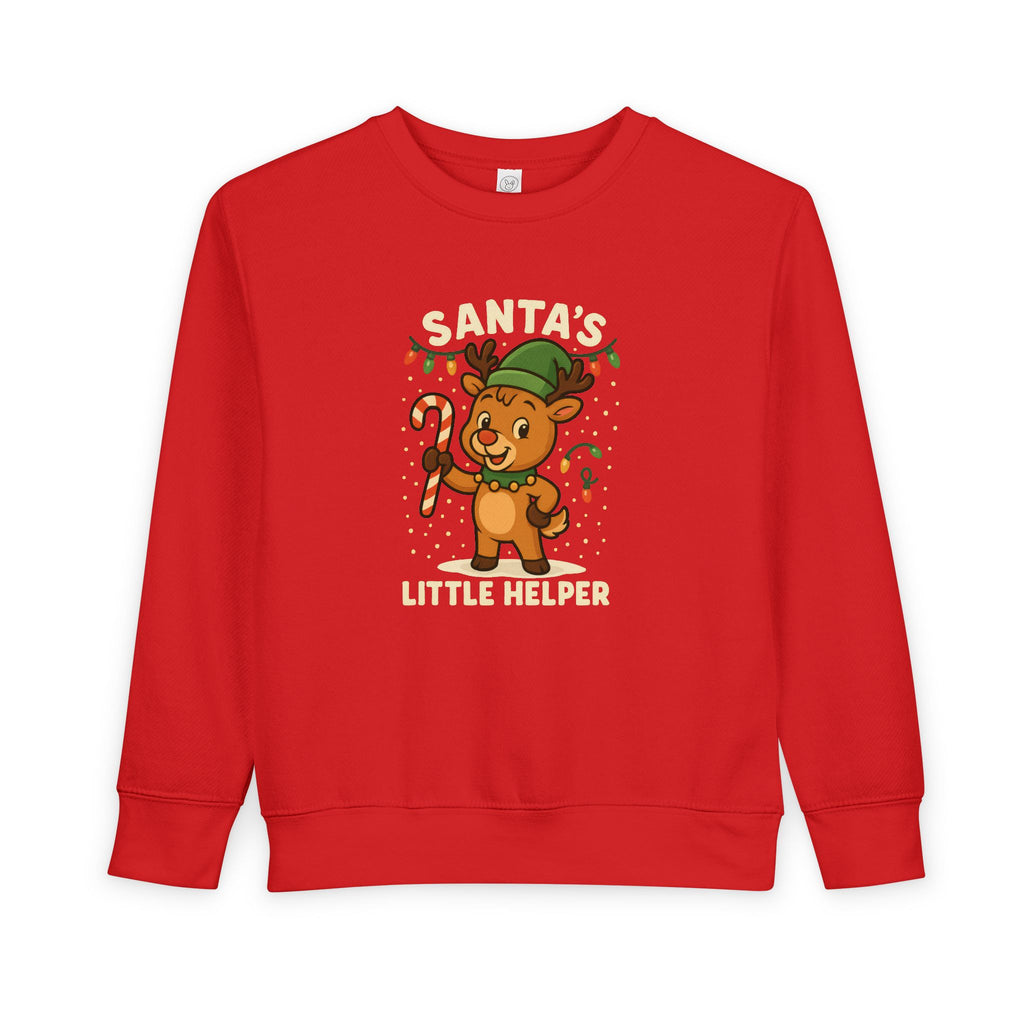 Santa’s Little Helper Toddler Christmas Sweatshirt – Cute Reindeer Holiday Pullover