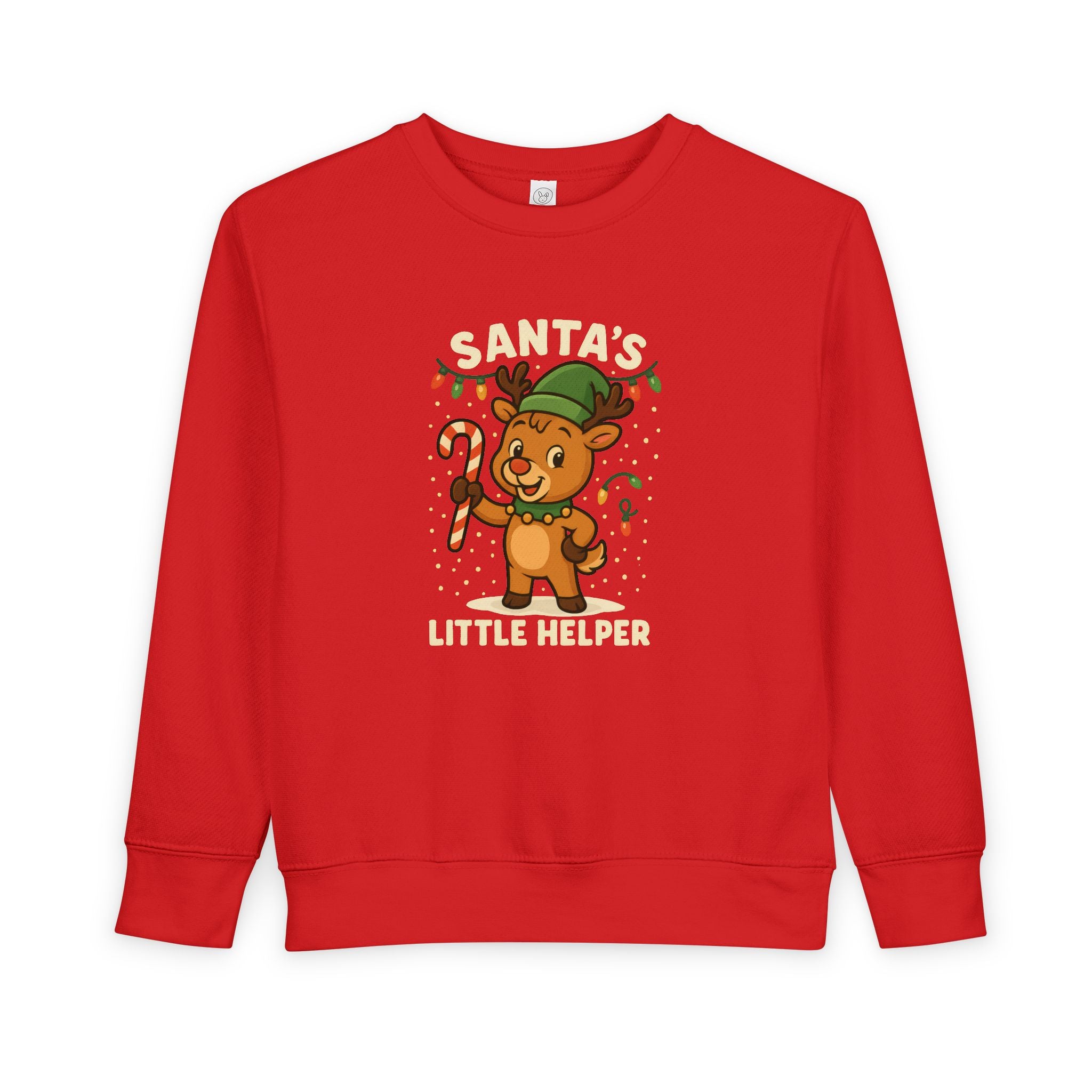 Santa’s Little Helper Toddler Christmas Sweatshirt – Cute Reindeer Holiday Pullover