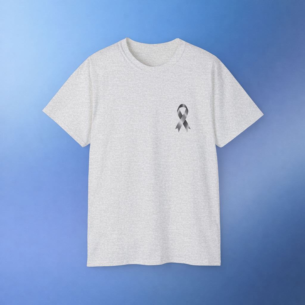 Brain Cancer Awareness Month T-Shirt | Gray Ribbon Floral Brain Design