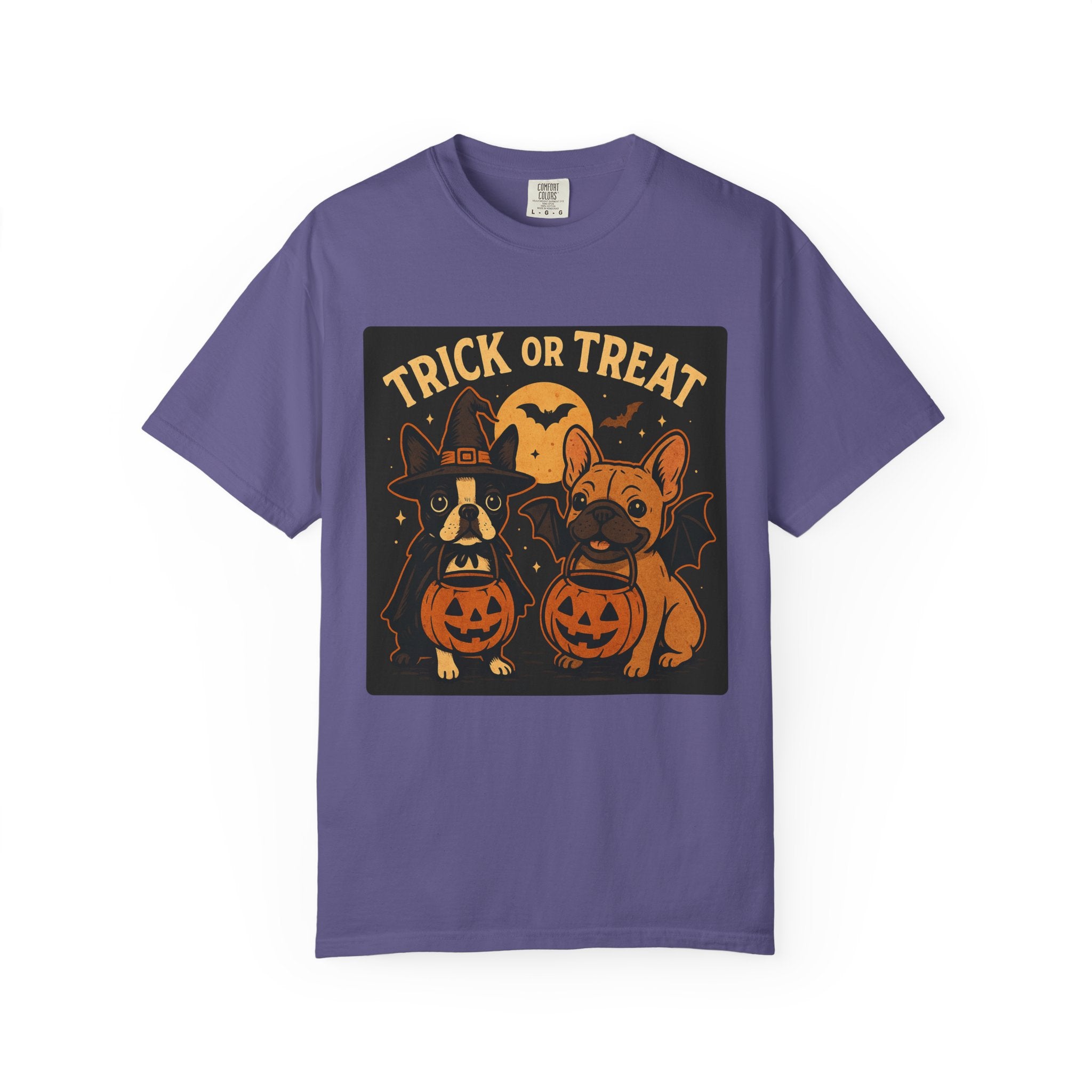 Trick or Treat Boston Terrier & Frenchie Halloween Shirt (Adult Unisex)