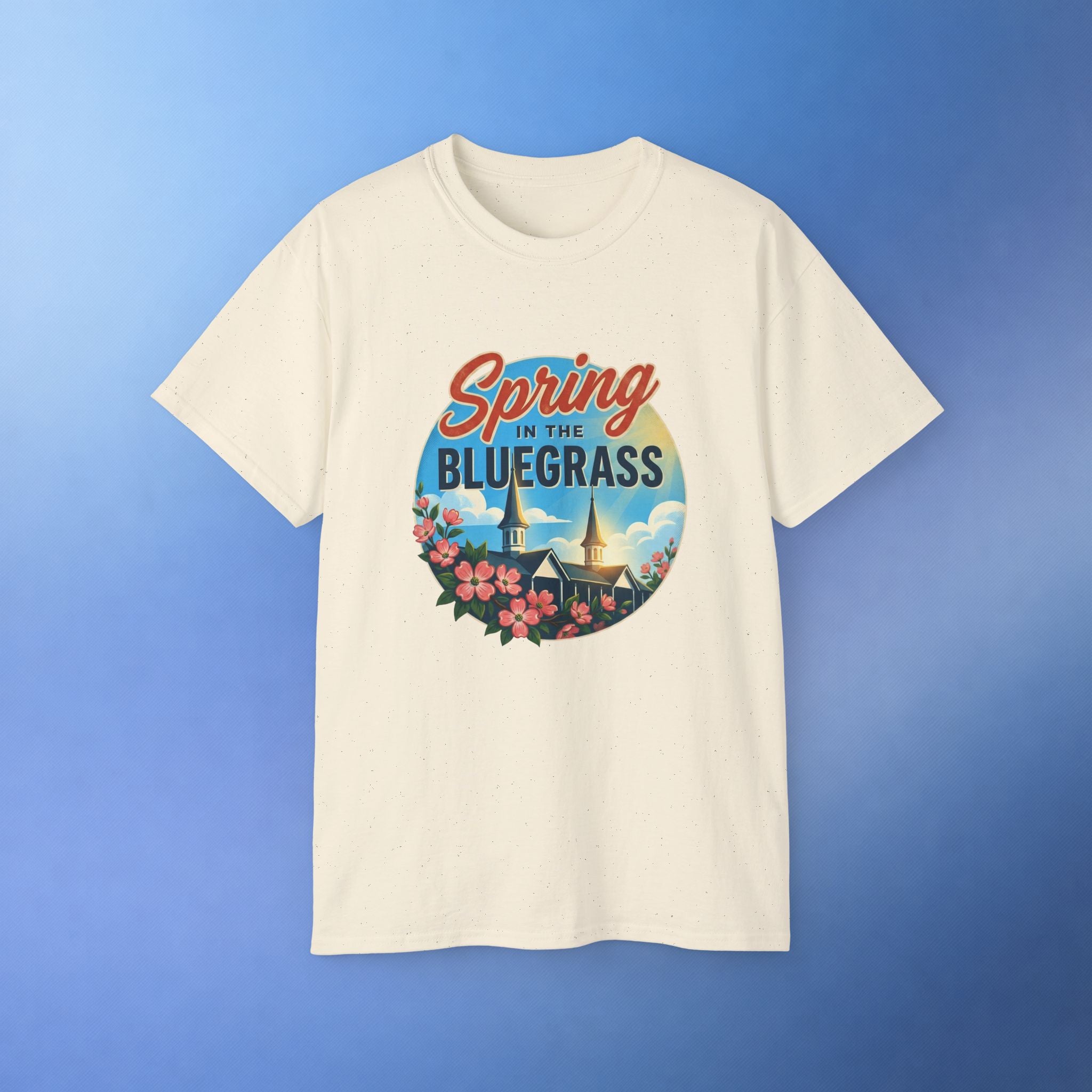 Spring in the Bluegrass T-Shirt – Kentucky Spring Floral Twin Spires Graphic Tee | Bluegrass Spirit Apparel