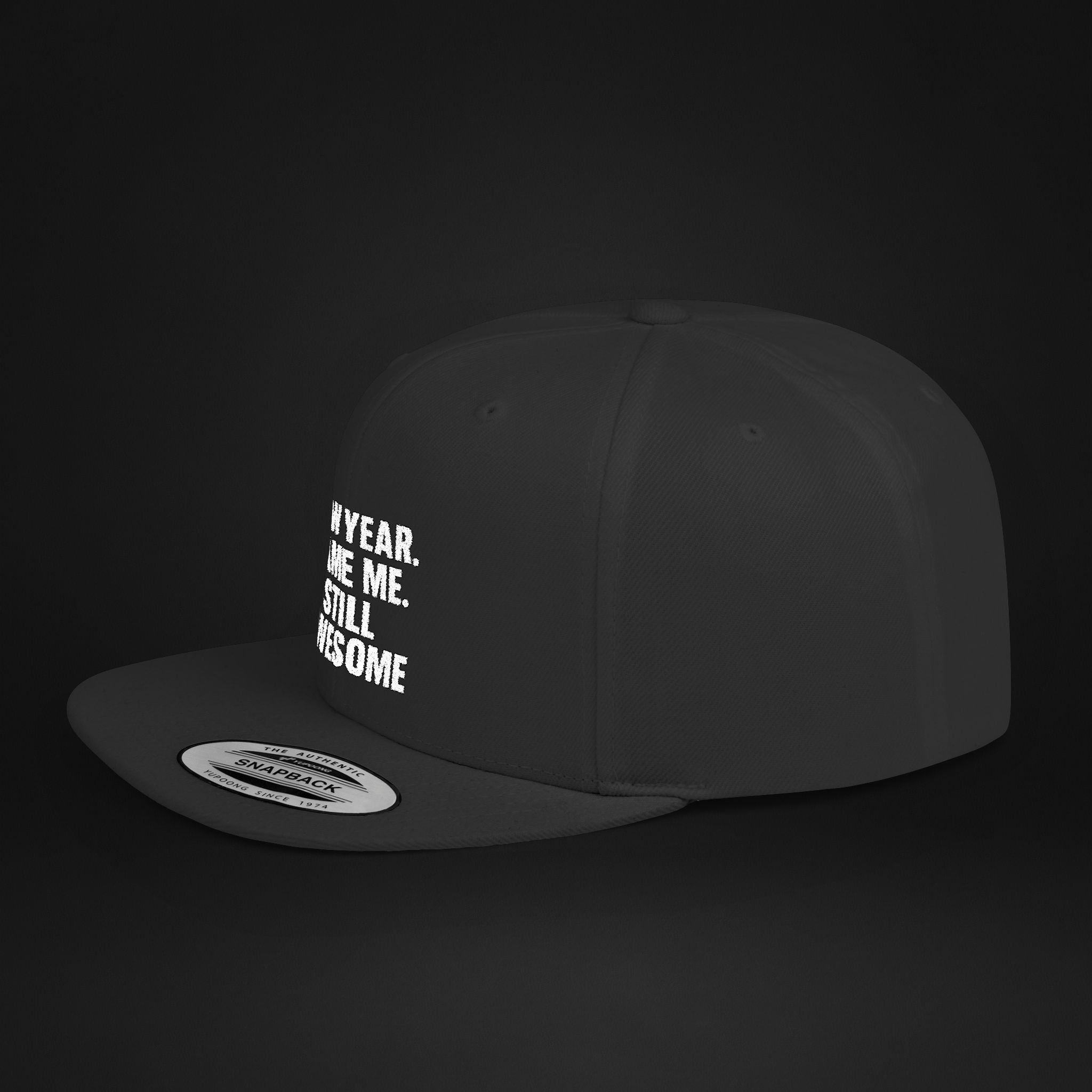 New Year Same Me Still Awesome Embroidered Snapback Hat – Funny New Year Statement Cap, Unisex Flat Bill Hat