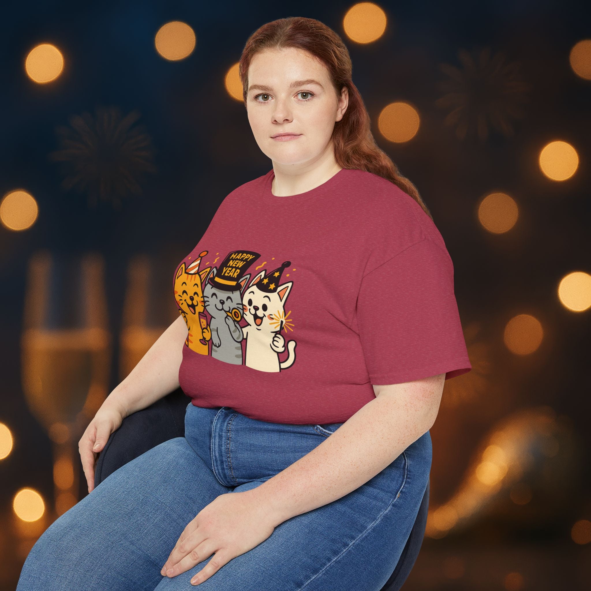 Happy New Year Cats T-Shirt – Cute Party Cats Tee | New Year’s Eve Cat Lover Shirt