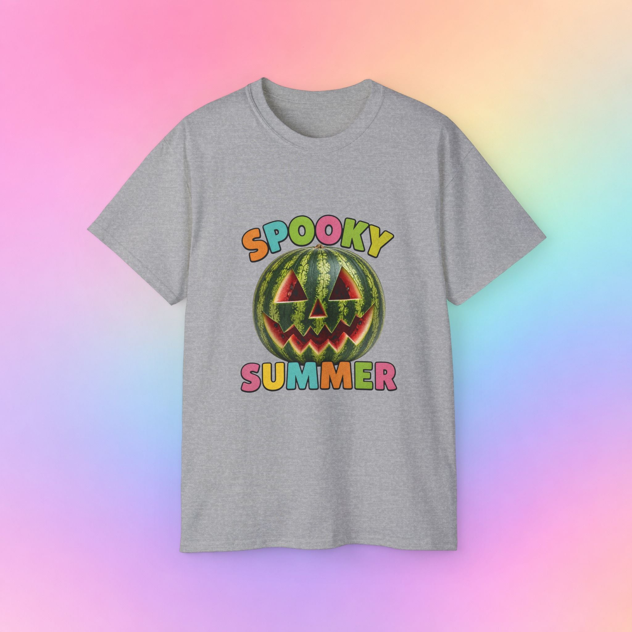 Spooky Summer Watermelon Jack-O’-Lantern T-Shirt | Summerween Halloween Shirt