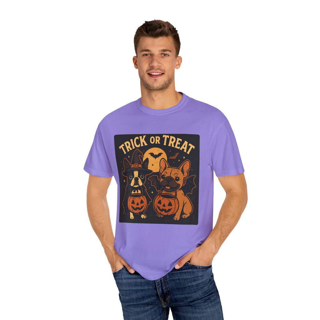 Trick or Treat Boston Terrier & Frenchie Halloween Shirt (Adult Unisex)