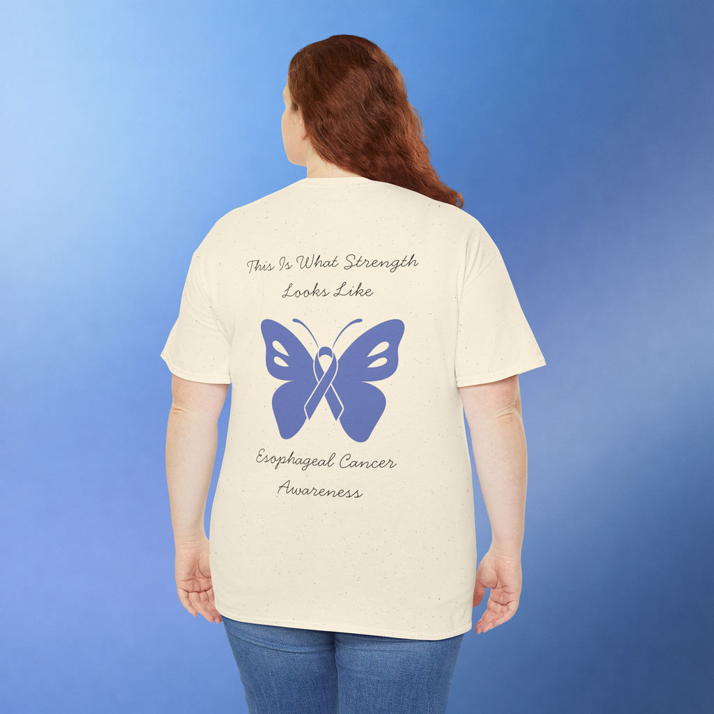 Esophageal Cancer Awareness T-Shirt | This Is What Strength Looks Like Butterfly Ribbon Tee
