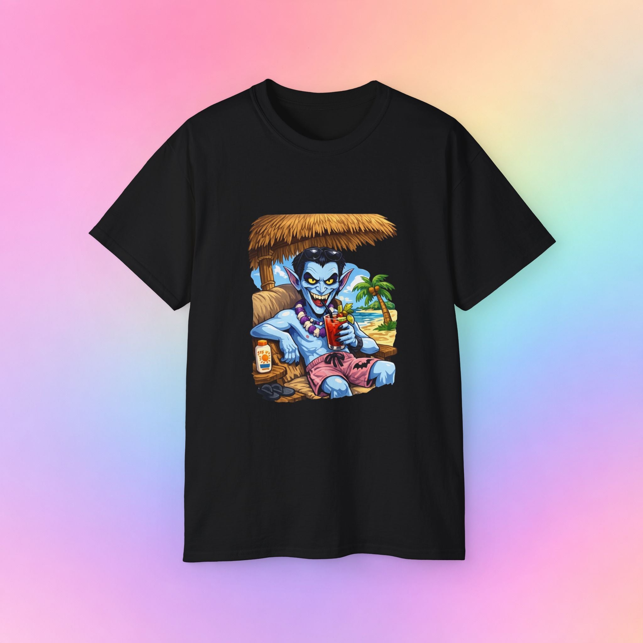 Summerween Vampire Beach Vacation T-Shirt | Spooky Summer Halloween Tee