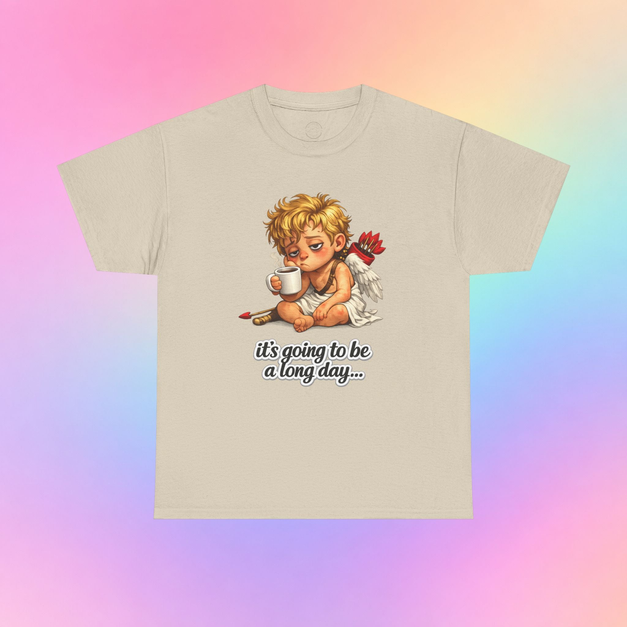 It’s Going to Be a Long Day Cupid Valentine’s Day T-Shirt – Funny Coffee Angel Tee