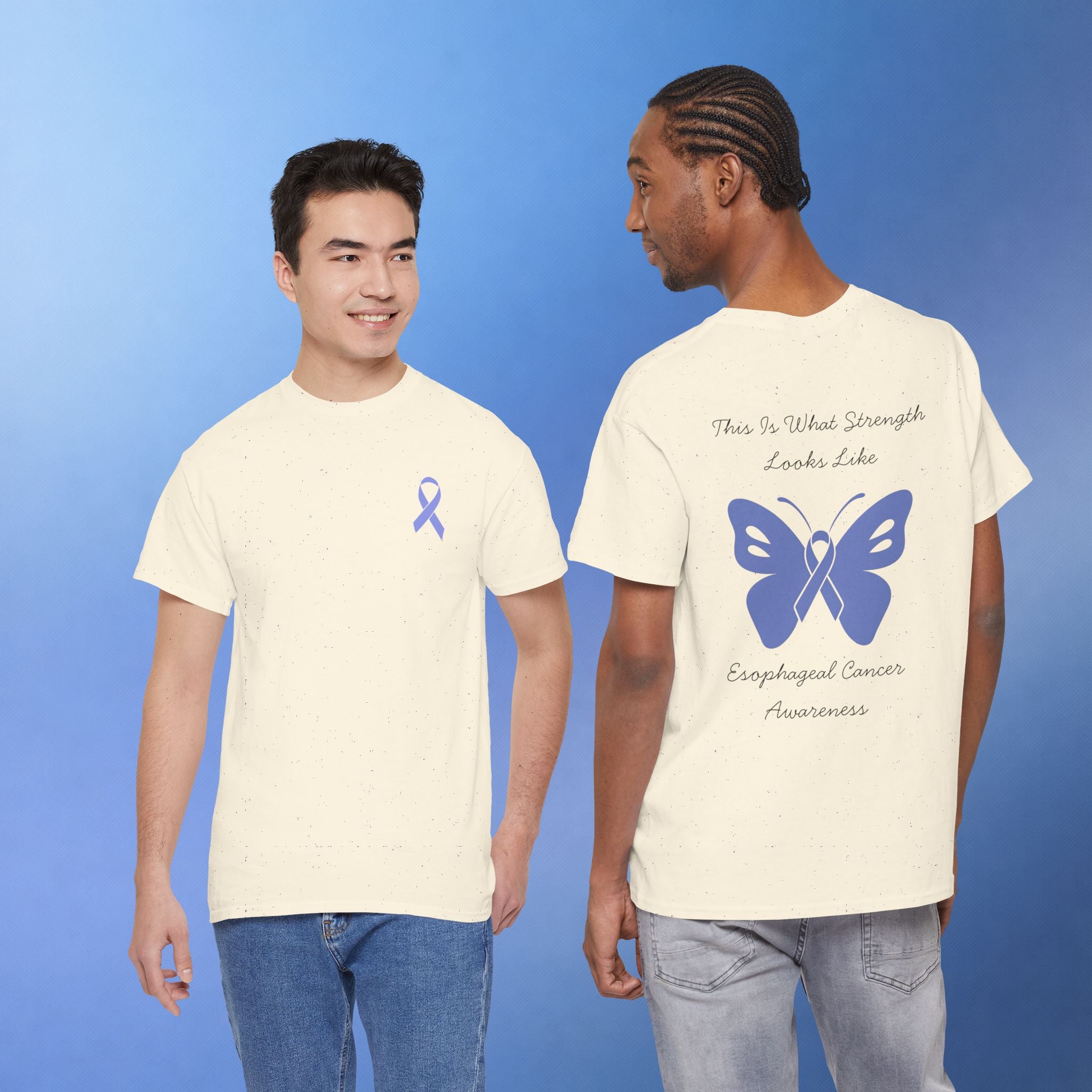 Esophageal Cancer Awareness T-Shirt | This Is What Strength Looks Like Butterfly Ribbon Tee