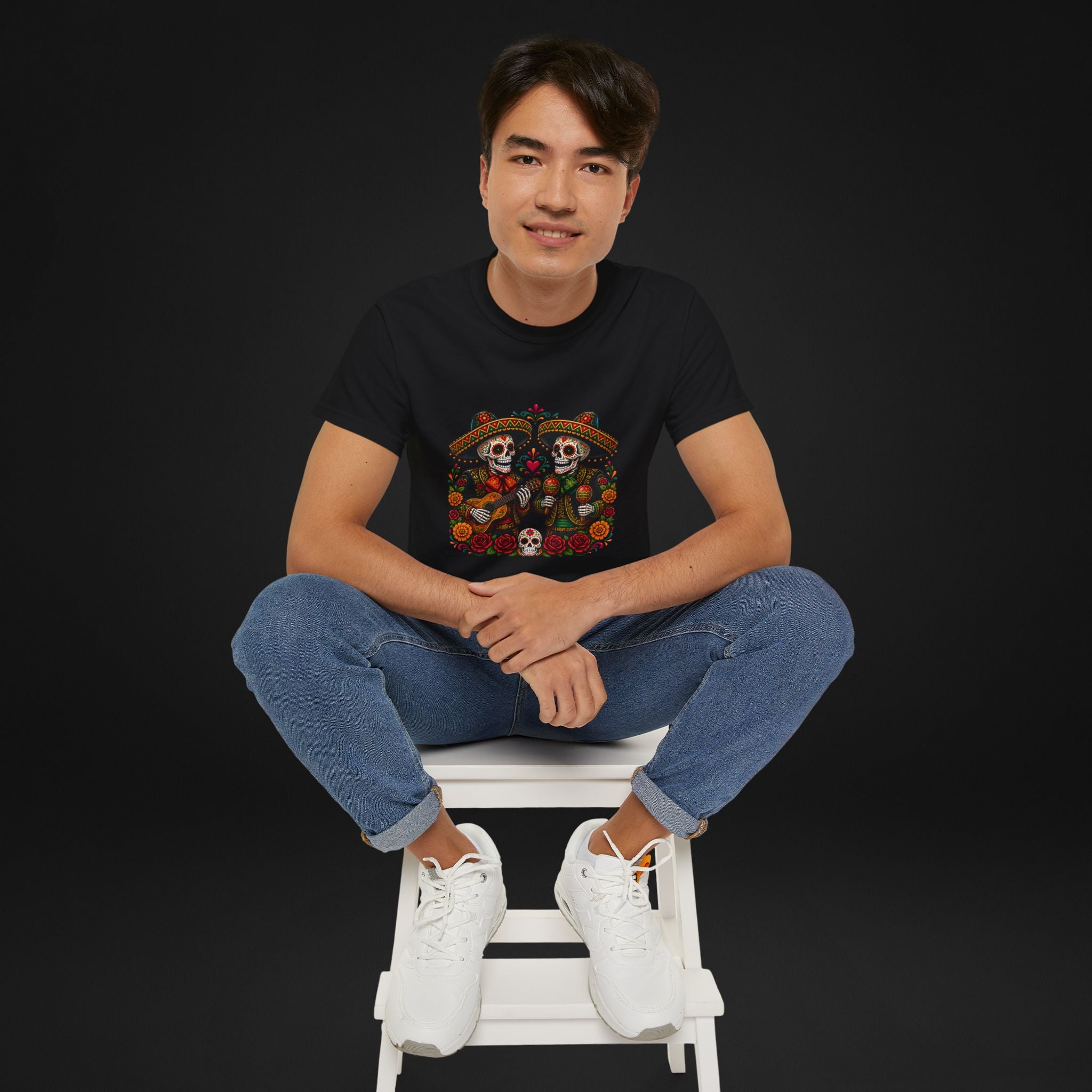 Cinco De Mayo Sugar Skull Mariachi T-Shirt | Dia de los Muertos Inspired Fiesta Tee