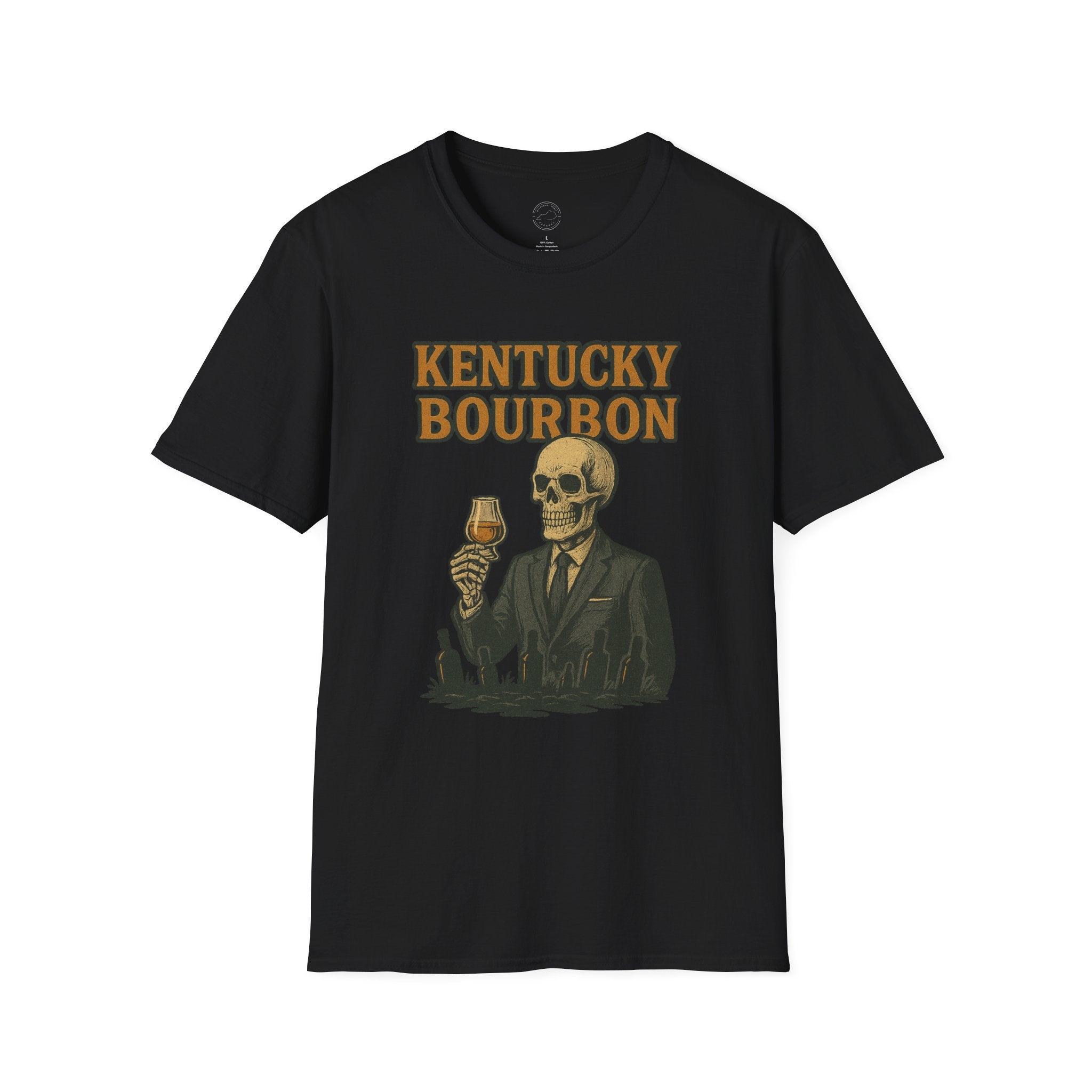 Kentucky Bourbon Skeleton Gentleman T-Shirt – Vintage Spooky Whiskey Art
