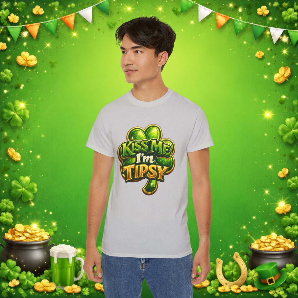 Kiss Me I’m Tipsy St. Patrick’s Day T-Shirt – Funny Irish Drinking Shirt