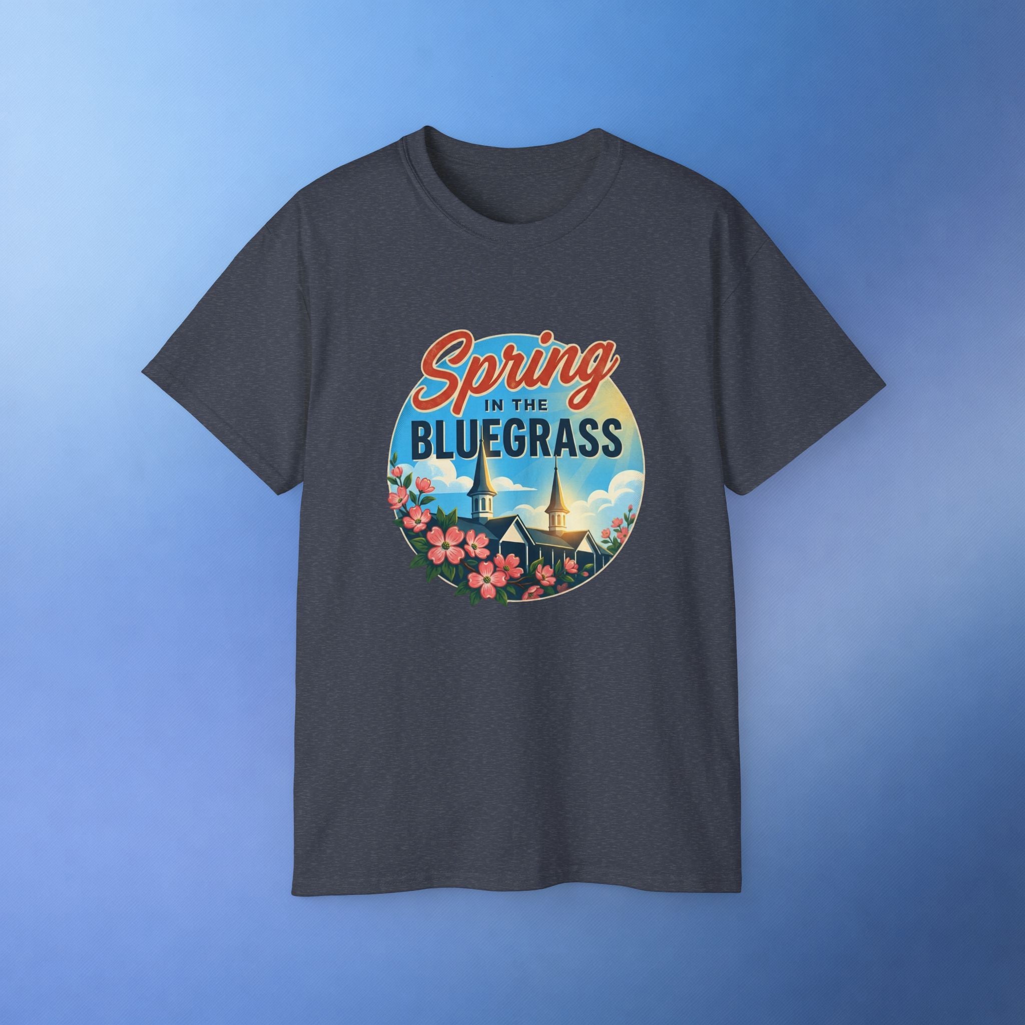 Spring in the Bluegrass T-Shirt – Kentucky Spring Floral Twin Spires Graphic Tee | Bluegrass Spirit Apparel