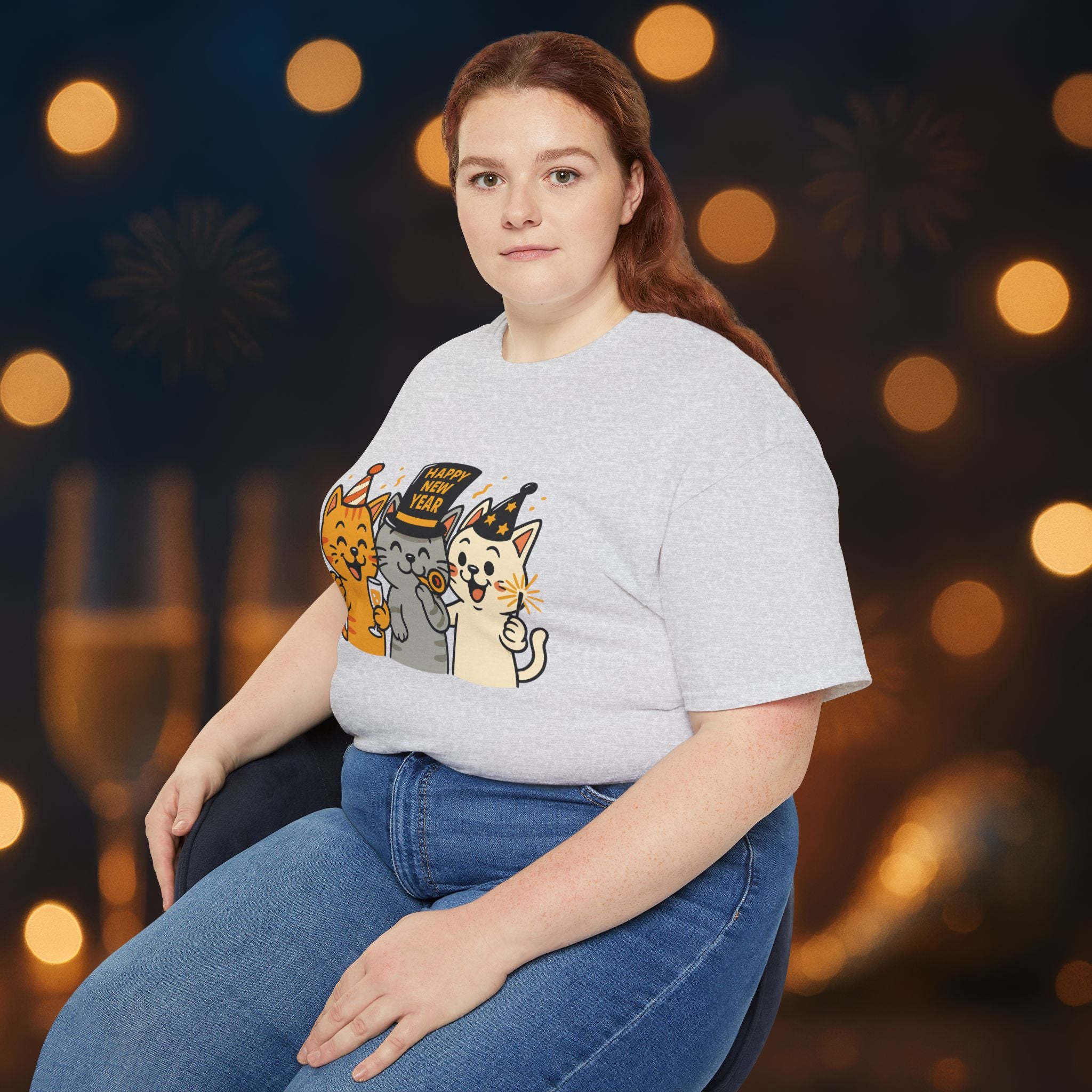 Happy New Year Cats T-Shirt – Cute Party Cats Tee | New Year’s Eve Cat Lover Shirt