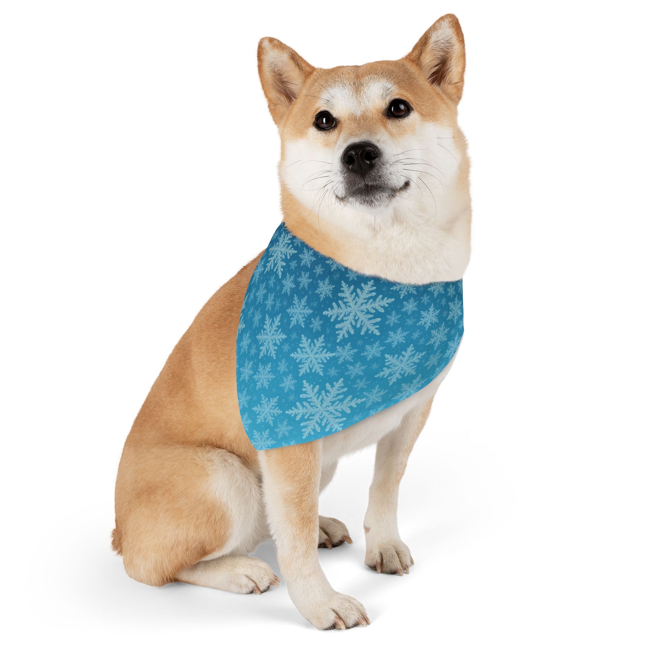 ❄️ Winter Snowflake Pet Bandana – Blue Frost Edition (Multiple Sizes)