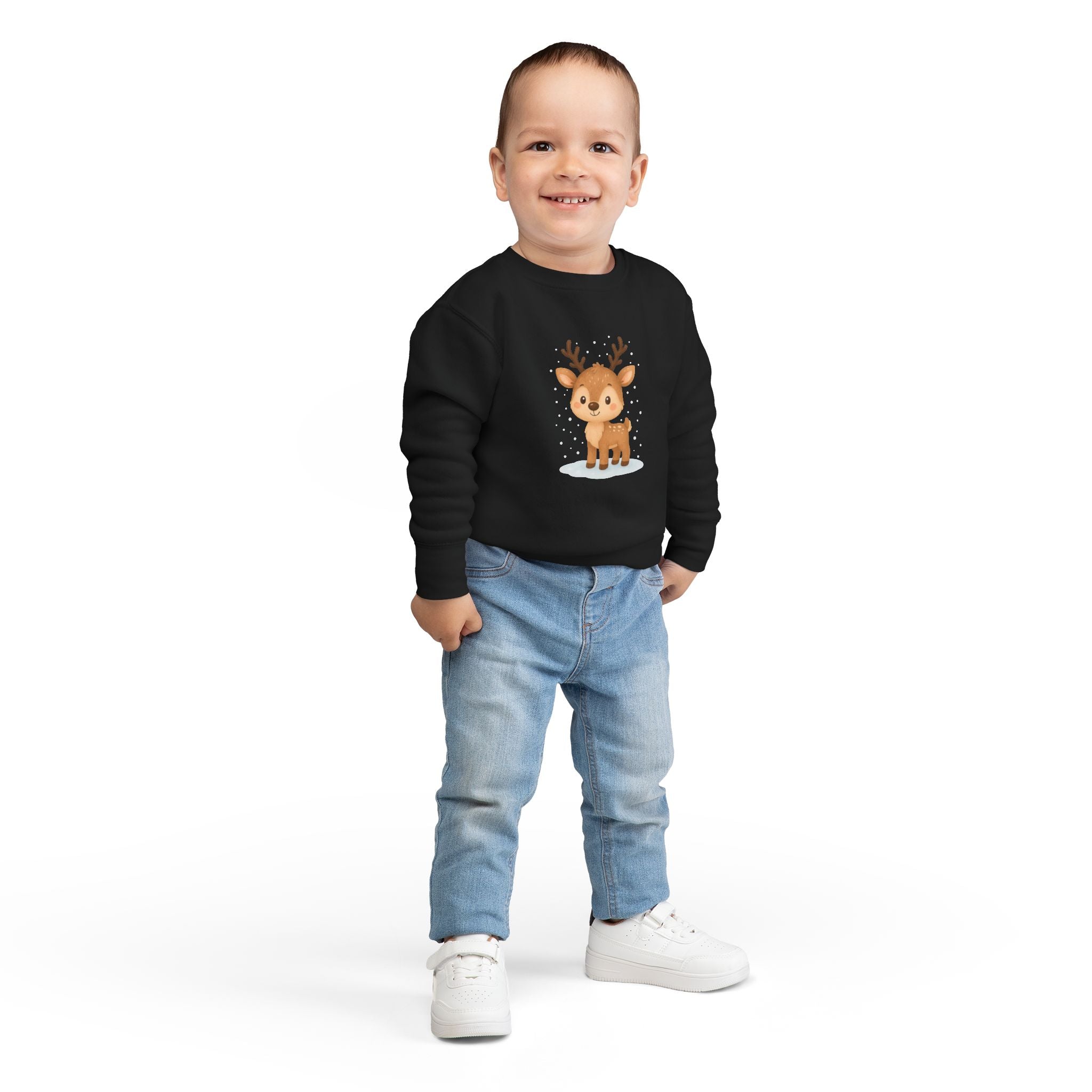 Cute Reindeer Toddler Christmas Sweatshirt – Cozy Holiday Pullover for Kids