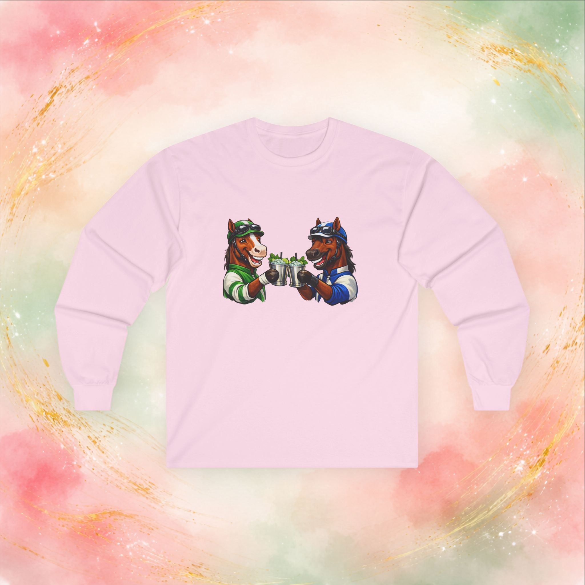 Race Day Cheers: Funny Jockey Horses & Mint Juleps Long Sleeve T-Shirt