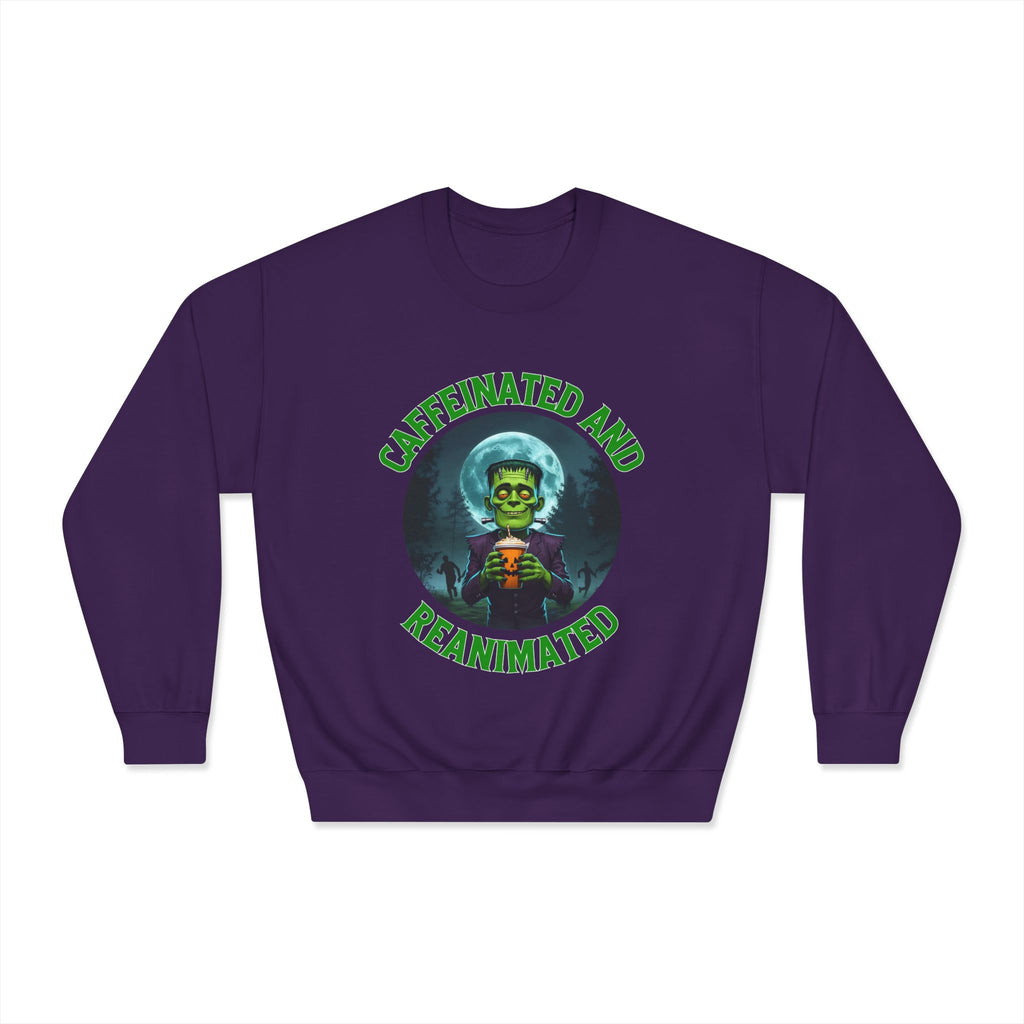 Caffeinated and Reanimated Frankenstein Halloween Sweatshirt (Unisex)