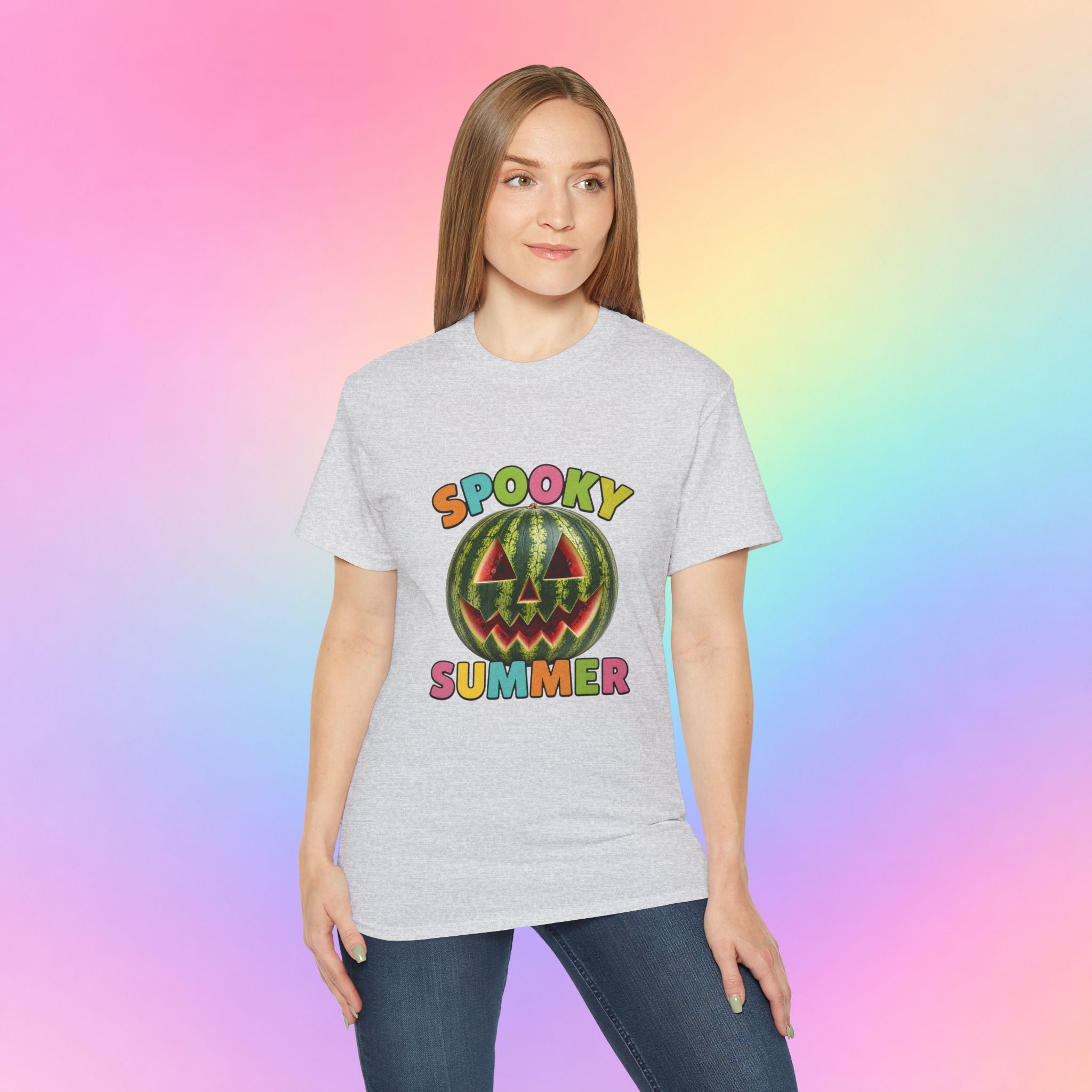 Spooky Summer Watermelon Jack-O’-Lantern T-Shirt | Summerween Halloween Shirt