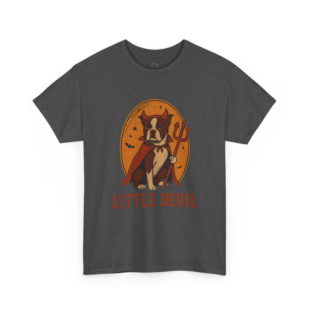 Little Devil Boston Terrier Halloween T-Shirt (Larger Sizes)