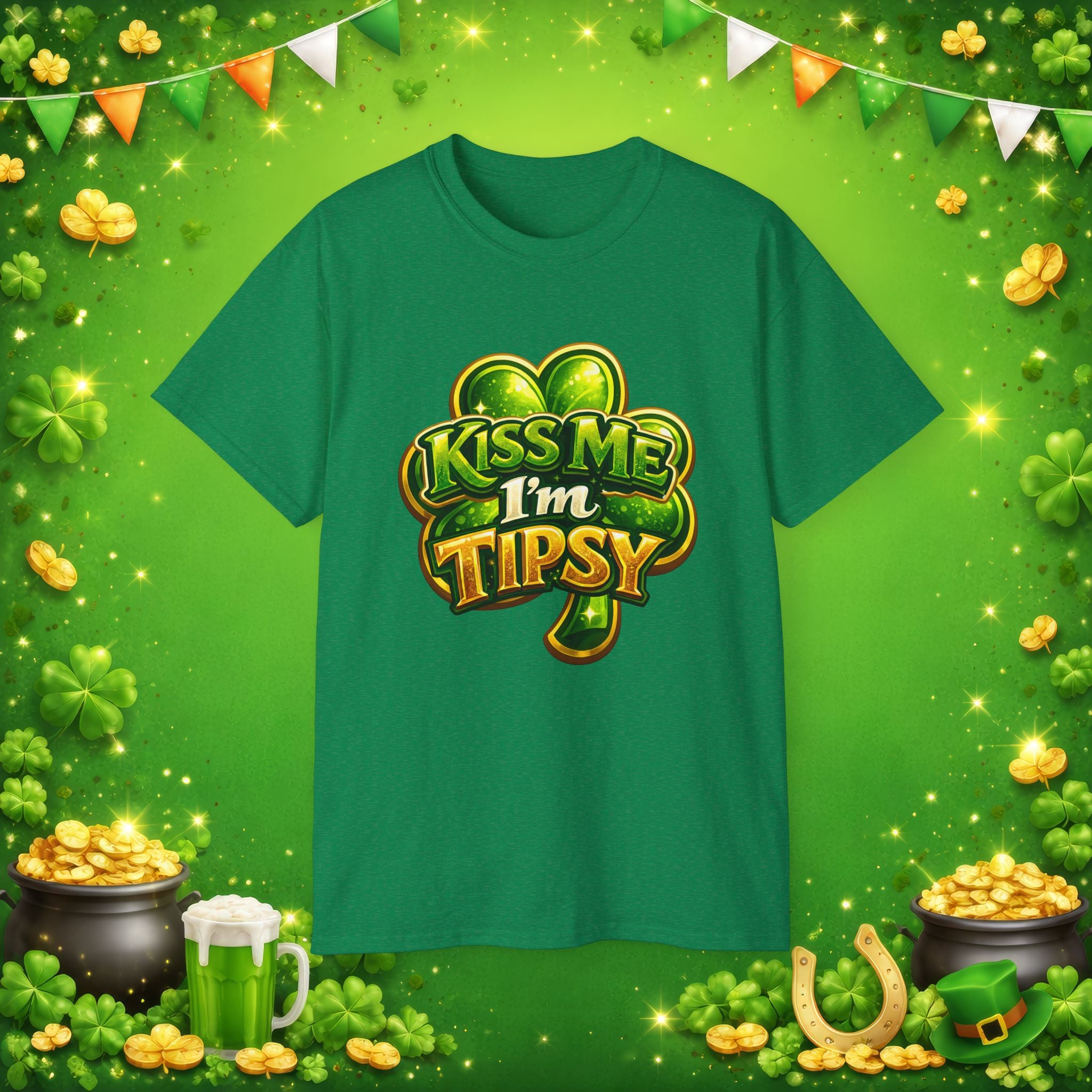 Kiss Me I’m Tipsy St. Patrick’s Day T-Shirt – Funny Irish Drinking Shirt