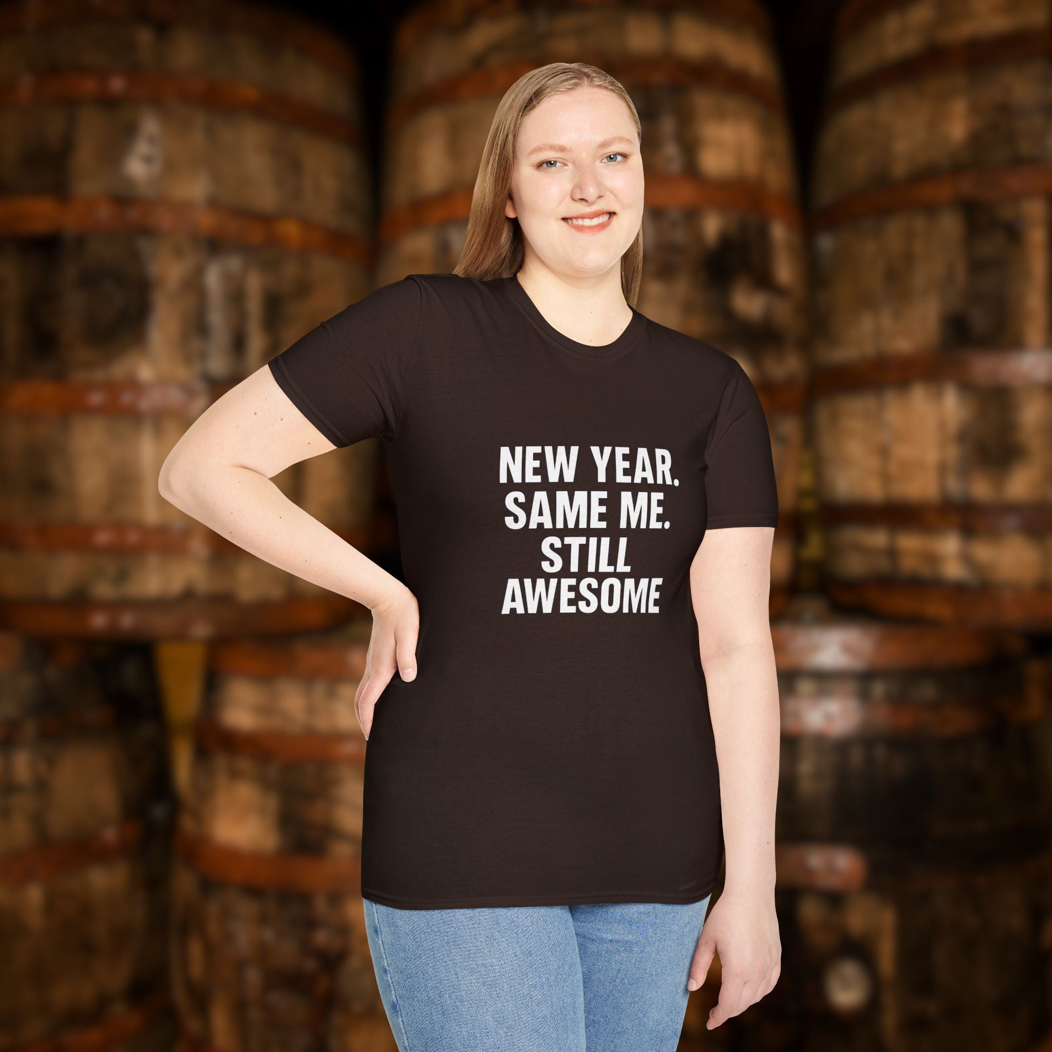 New Year Same Me Still Awesome T-Shirt – Funny New Year Graphic Tee, Bold Statement Unisex Shirt