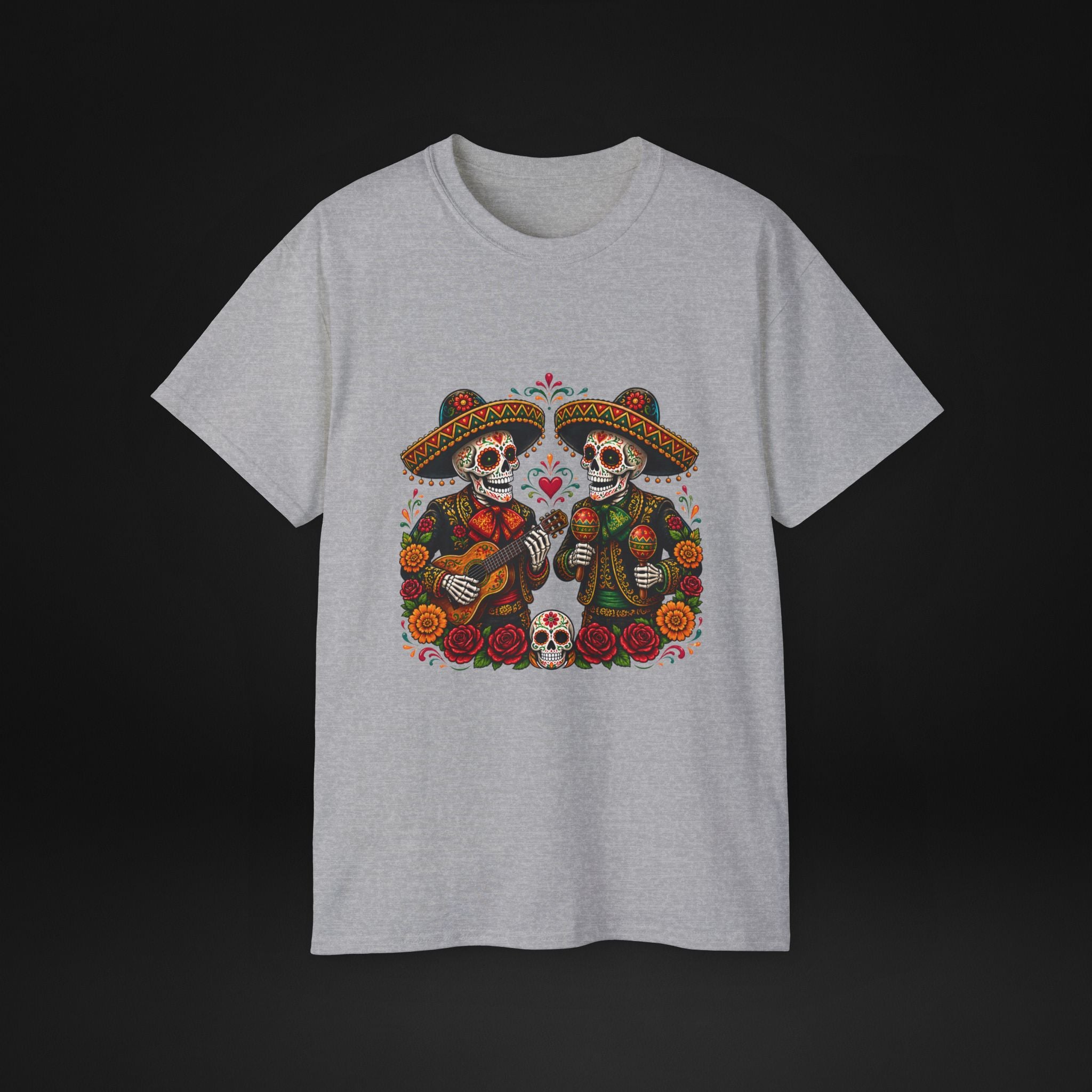 Cinco De Mayo Sugar Skull Mariachi T-Shirt | Dia de los Muertos Inspired Fiesta Tee