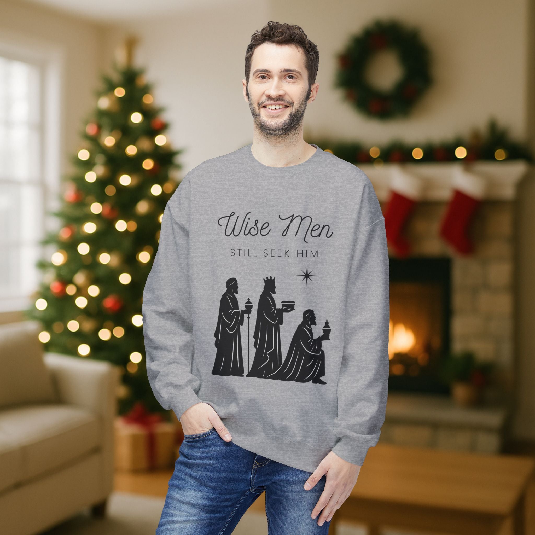 Wise Men Still Seek Him Christian Christmas Sweatshirt – Three Wise Men Nativity Crewneck – Faith Holiday Apparel