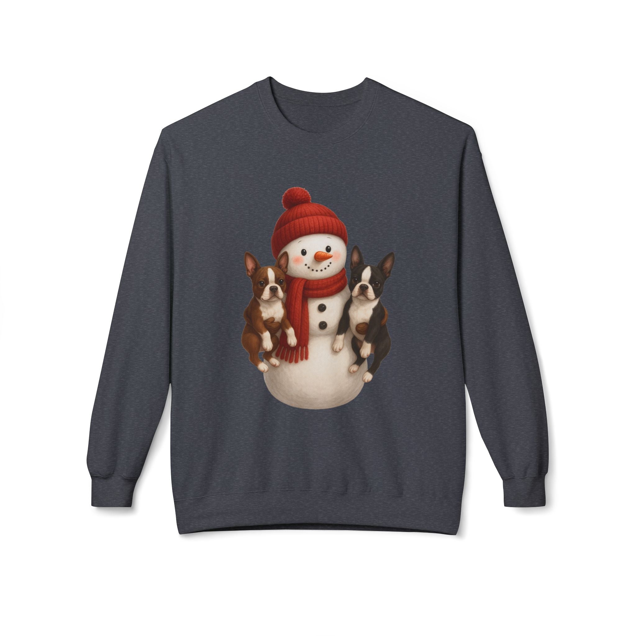 Winter Boston Terrier Snowman Sweatshirt – Cozy Holiday Dog Lover Pullover