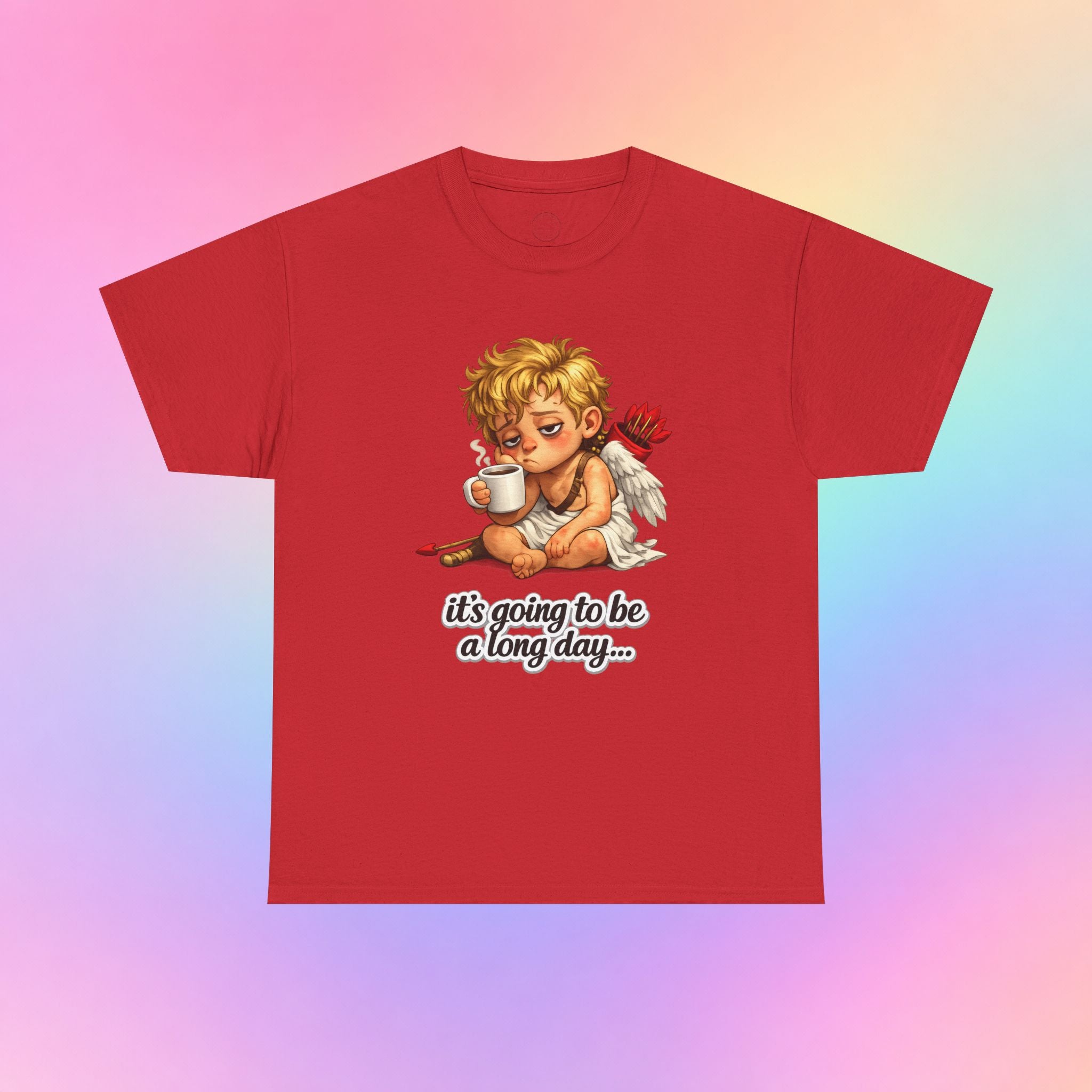 It’s Going to Be a Long Day Cupid Valentine’s Day T-Shirt – Funny Coffee Angel Tee