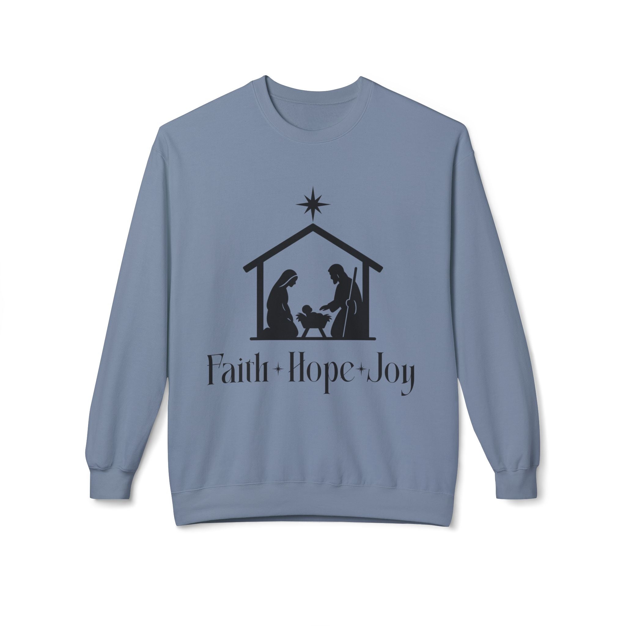 Faith • Hope • Joy Nativity Christmas Sweatshirt – Minimalist Holy Family Design