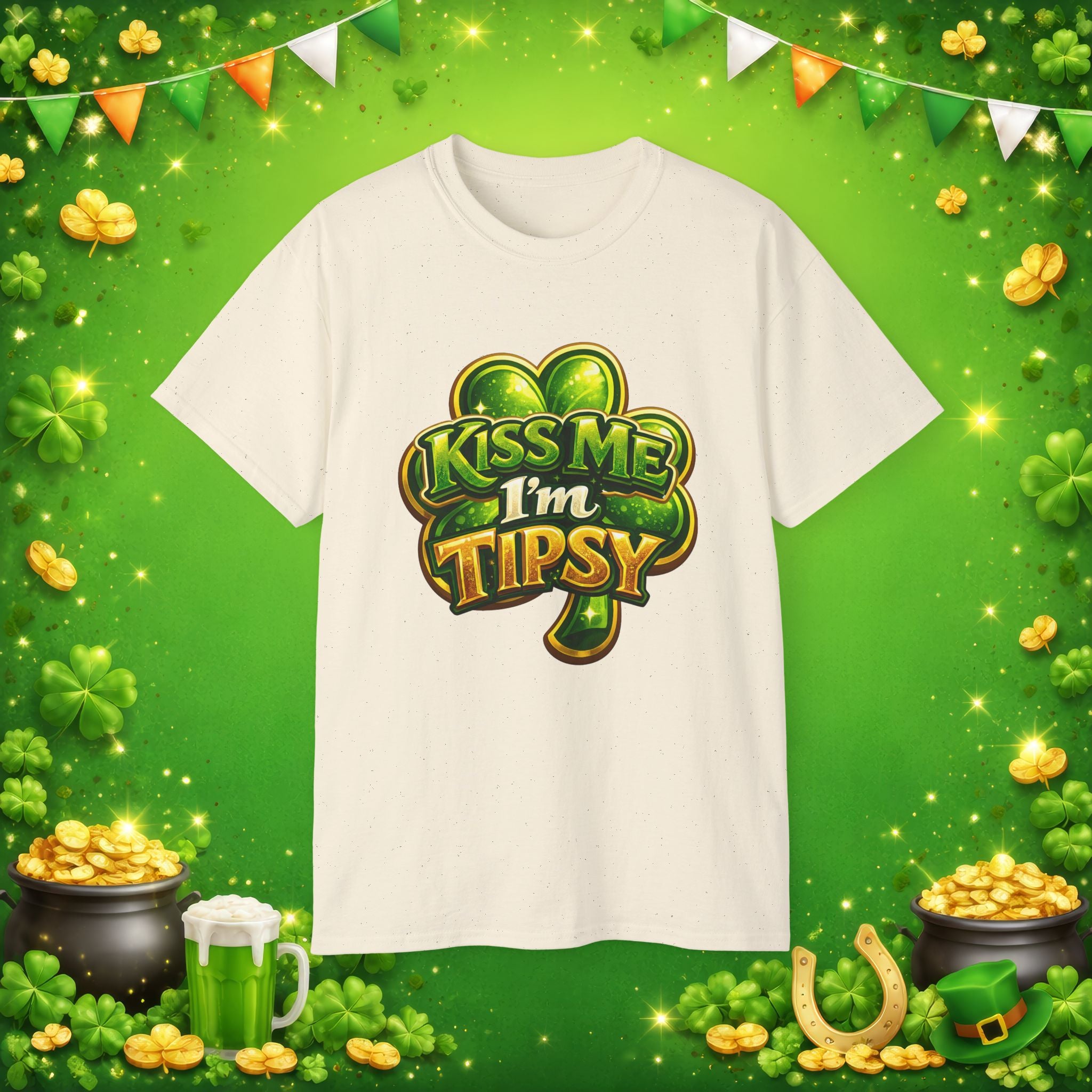 Kiss Me I’m Tipsy St. Patrick’s Day T-Shirt – Funny Irish Drinking Shirt