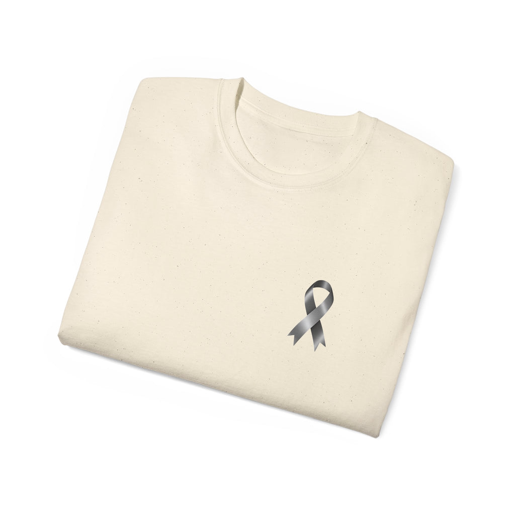 Brain Cancer Awareness Month T-Shirt | Gray Ribbon Floral Brain Design