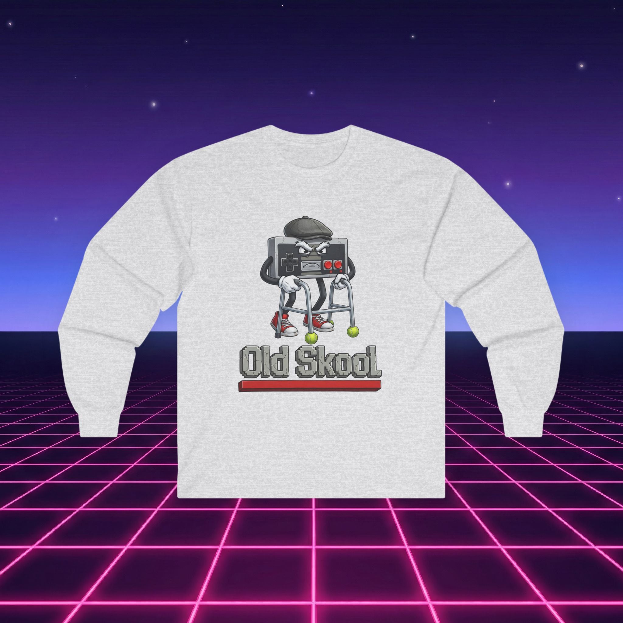 Old Skool Retro Gaming Long Sleeve Shirt – Vintage Controller Gamer Graphic Tee
