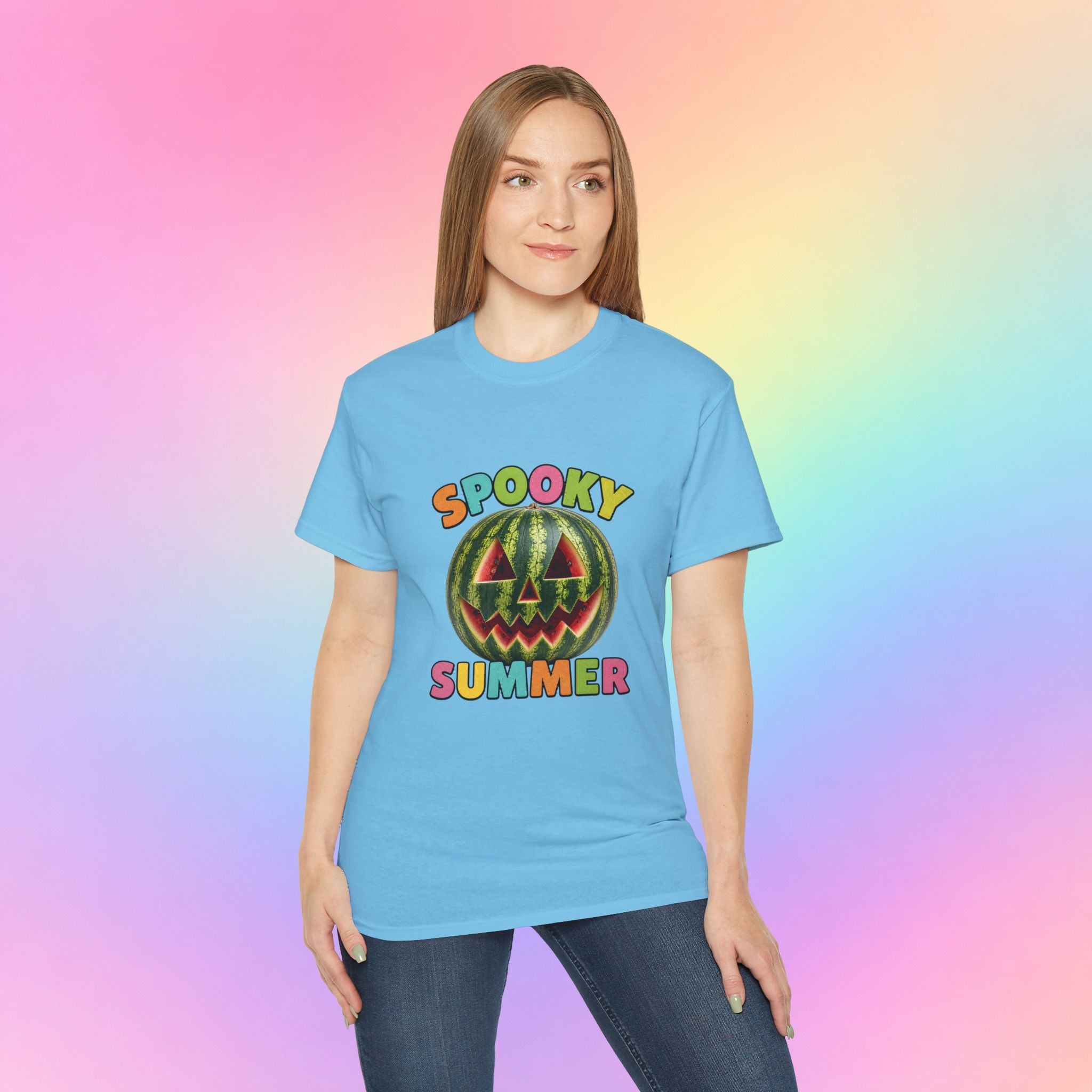 Spooky Summer Watermelon Jack-O’-Lantern T-Shirt | Summerween Halloween Shirt