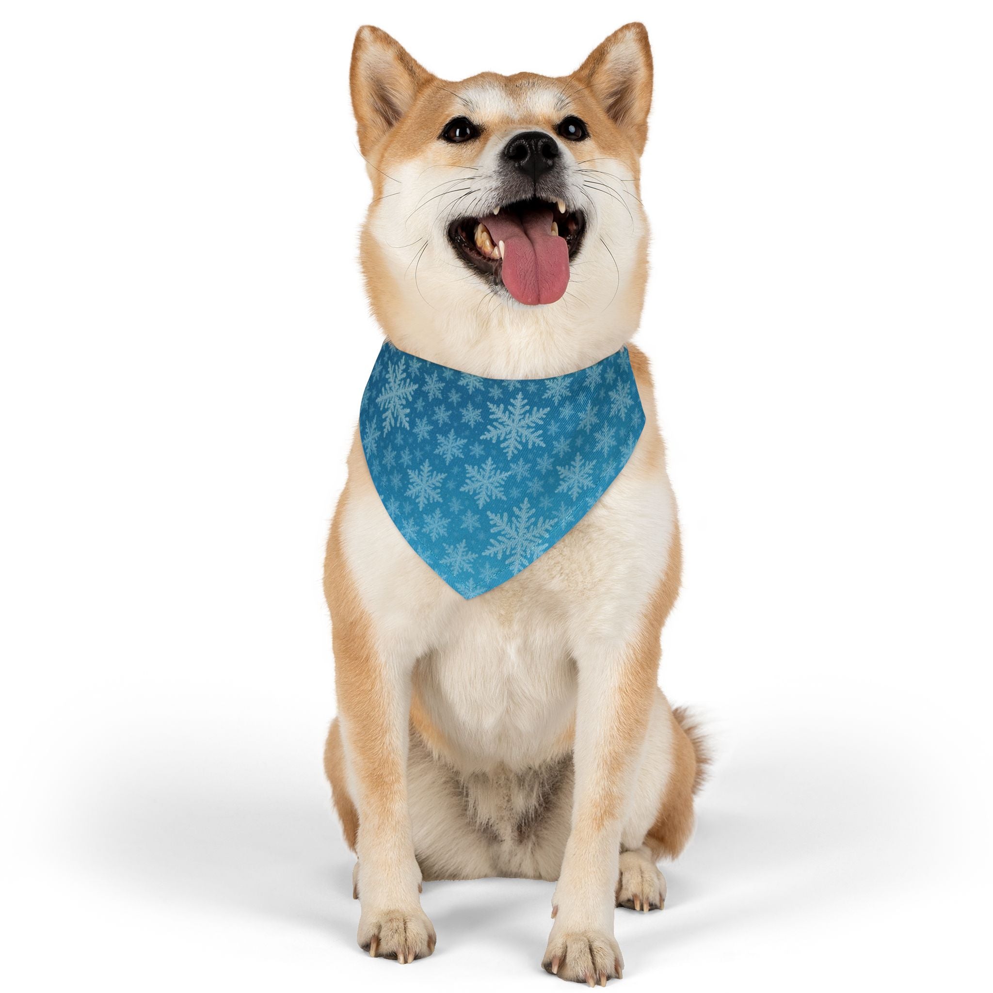 ❄️ Winter Snowflake Pet Bandana – Blue Frost Edition (Multiple Sizes)