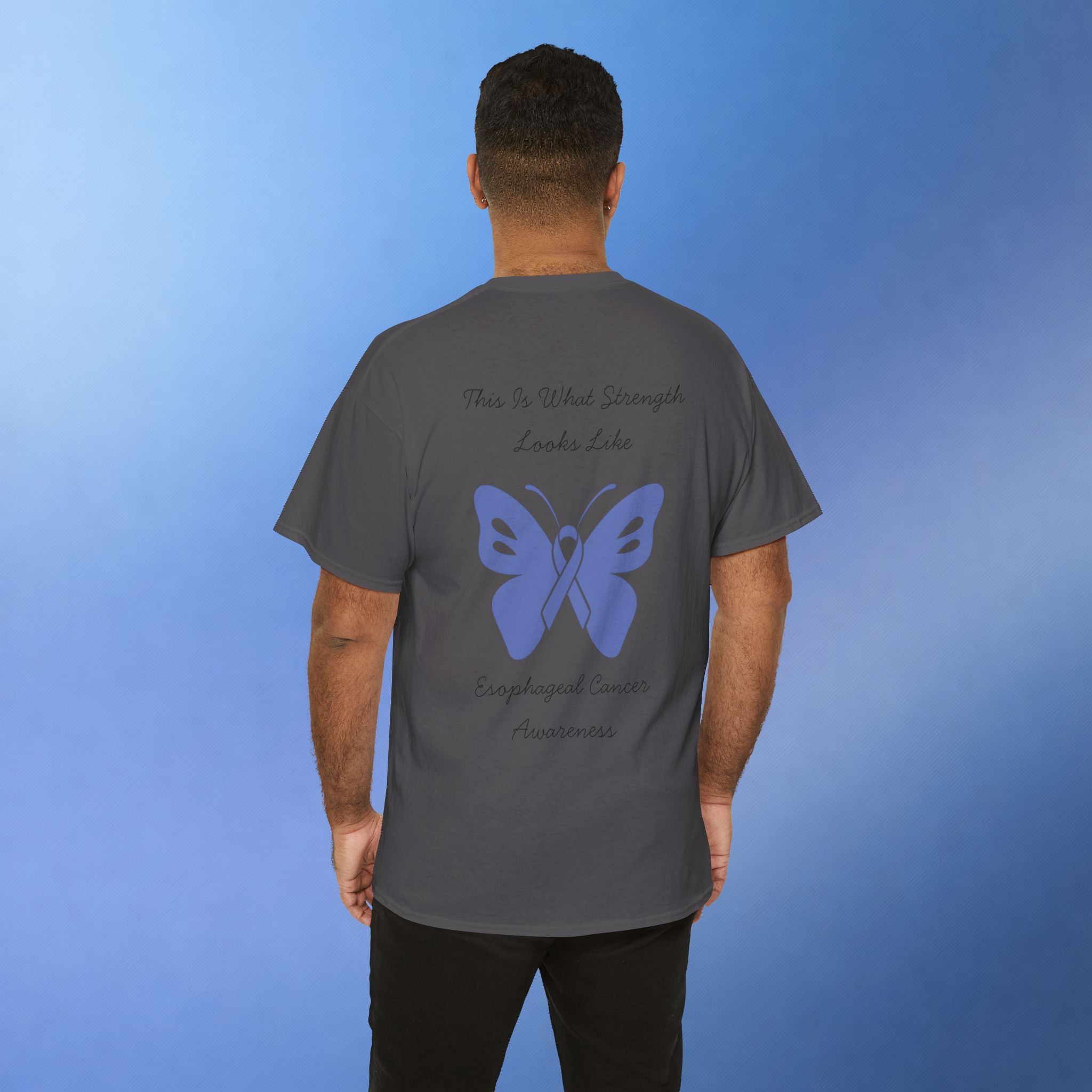 Esophageal Cancer Awareness T-Shirt | This Is What Strength Looks Like Butterfly Ribbon Tee