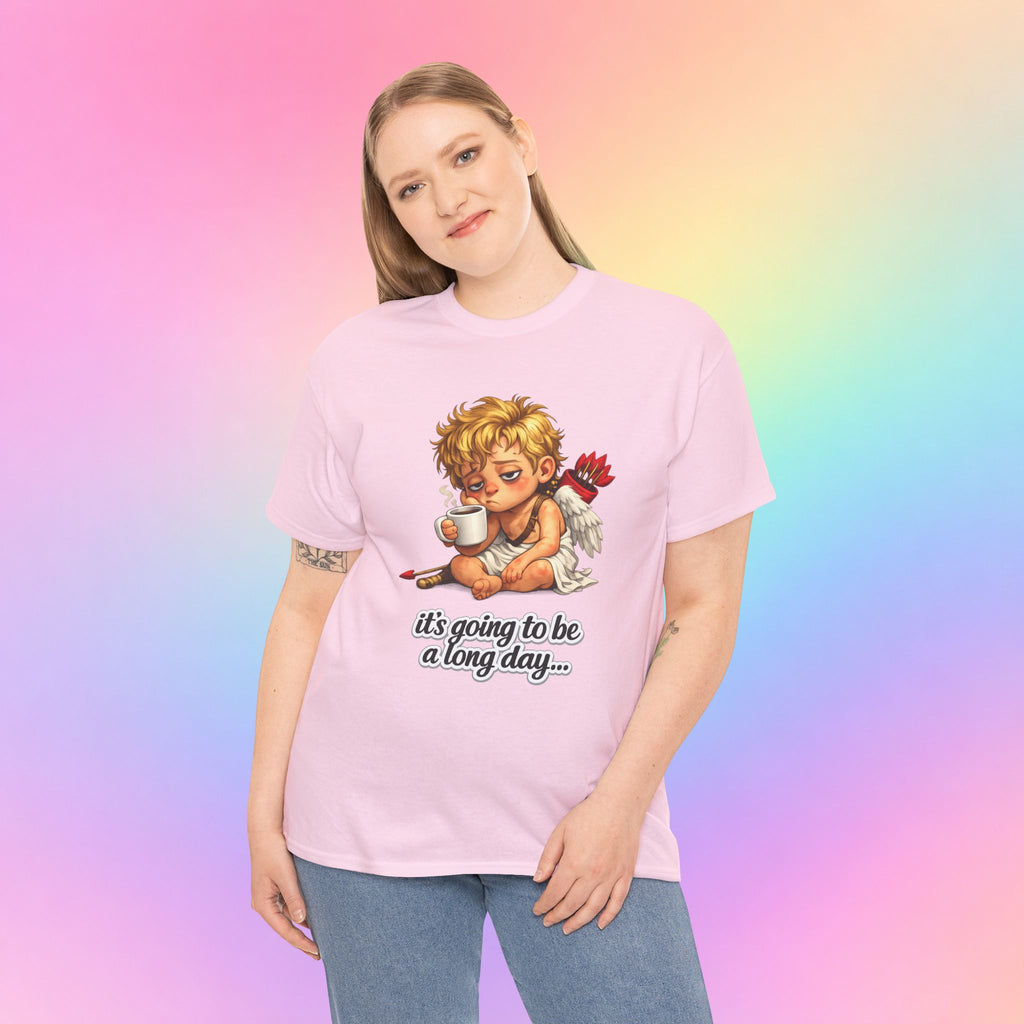 It’s Going to Be a Long Day Cupid Valentine’s Day T-Shirt – Funny Coffee Angel Tee